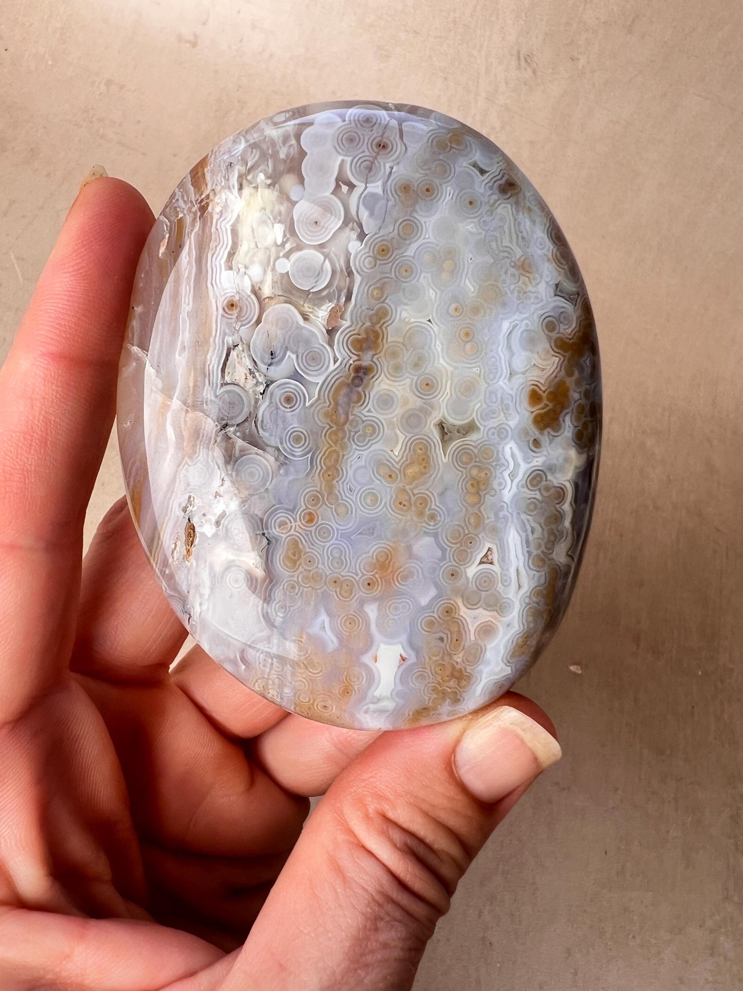 Ocean Jasper XL Palm Stone: Vein 3-4 Rare Old Stock Authentic OJ