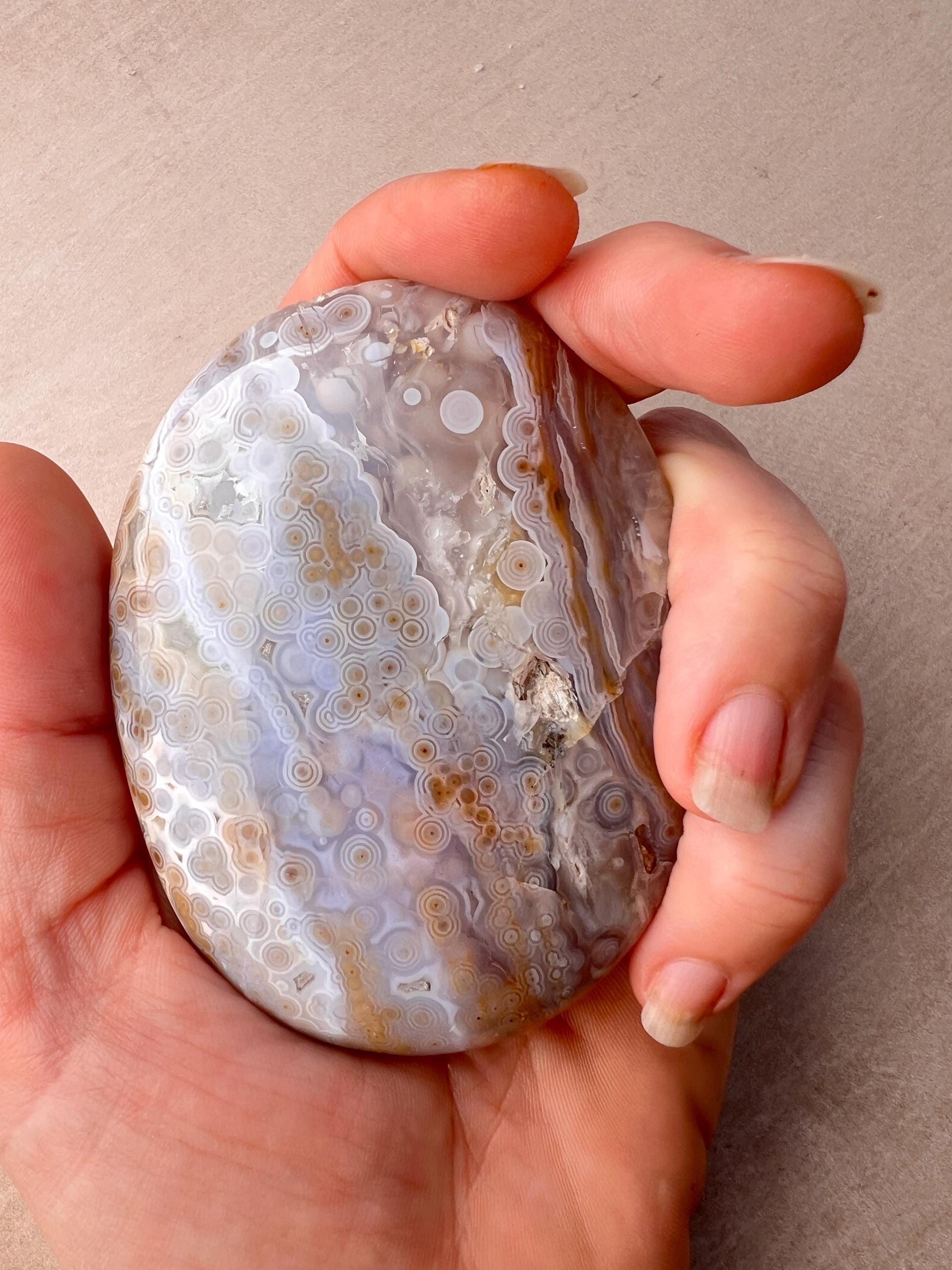 Ocean Jasper XL Palm Stone: Vein 3-4 Rare Old Stock Authentic OJ