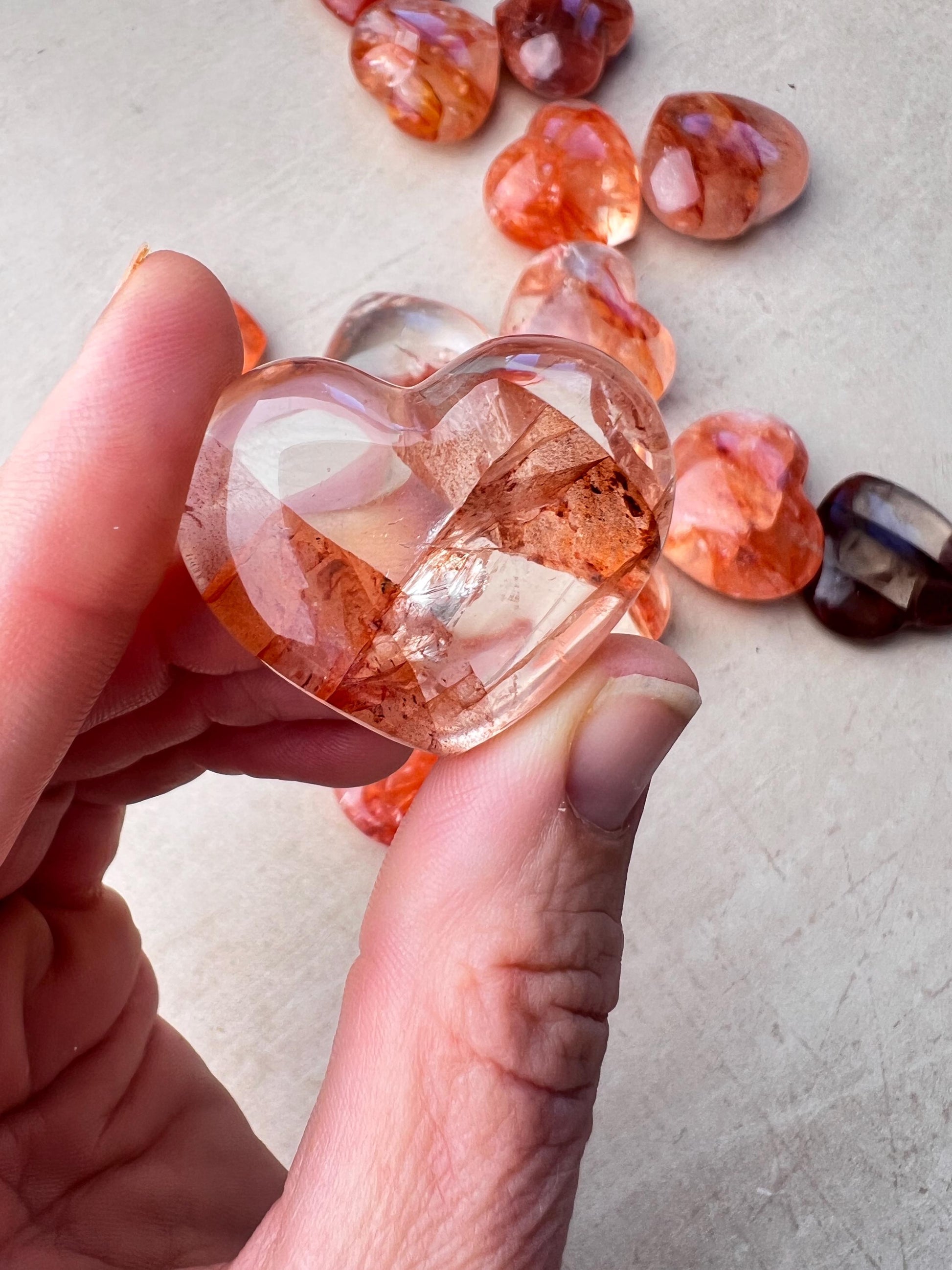 High Grade Crimson Healer Mini Hearts : All Natural Hematoid included Quartz Hearts
