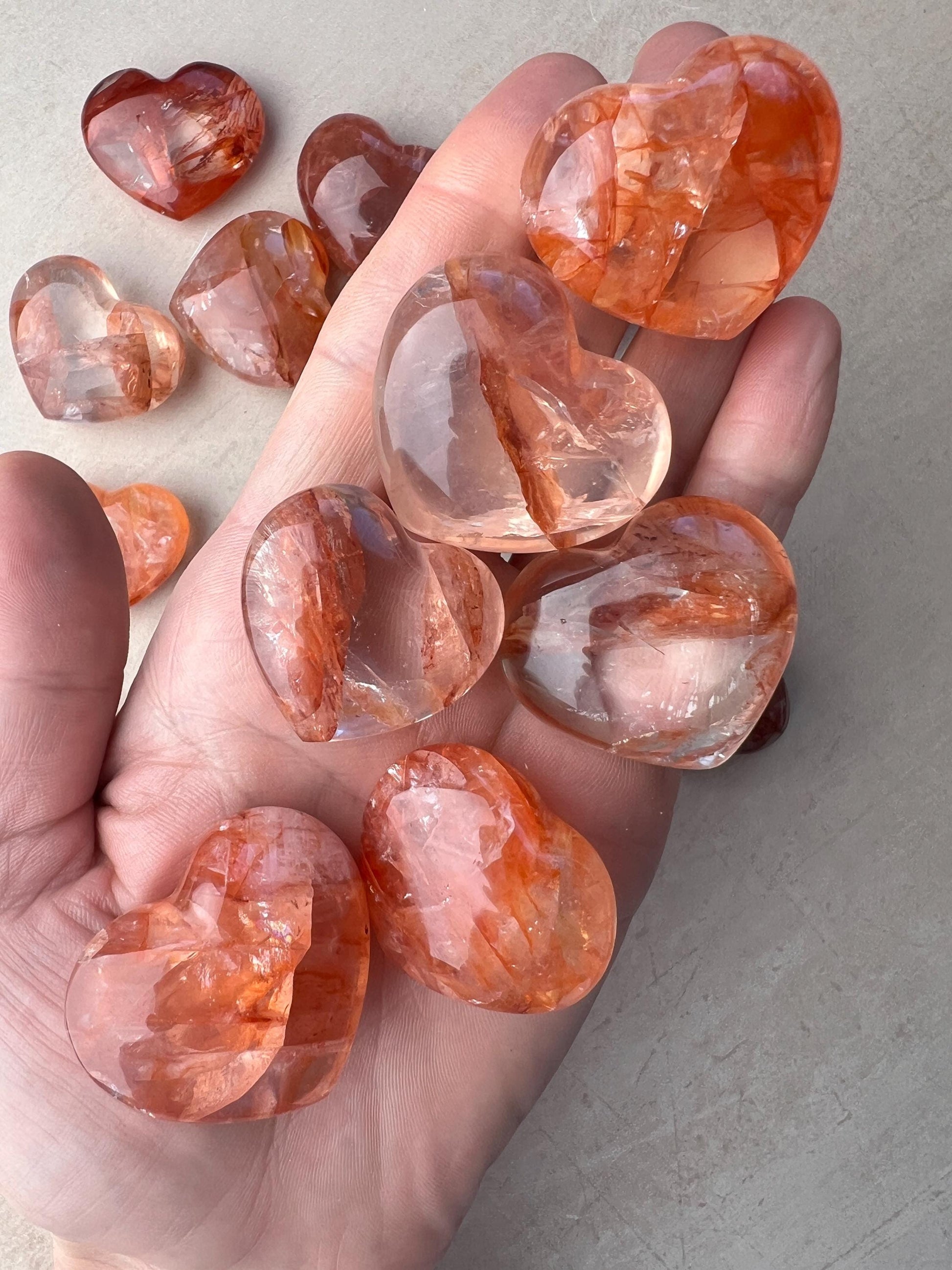 High Grade Crimson Healer Mini Hearts : All Natural Hematoid included Quartz Hearts