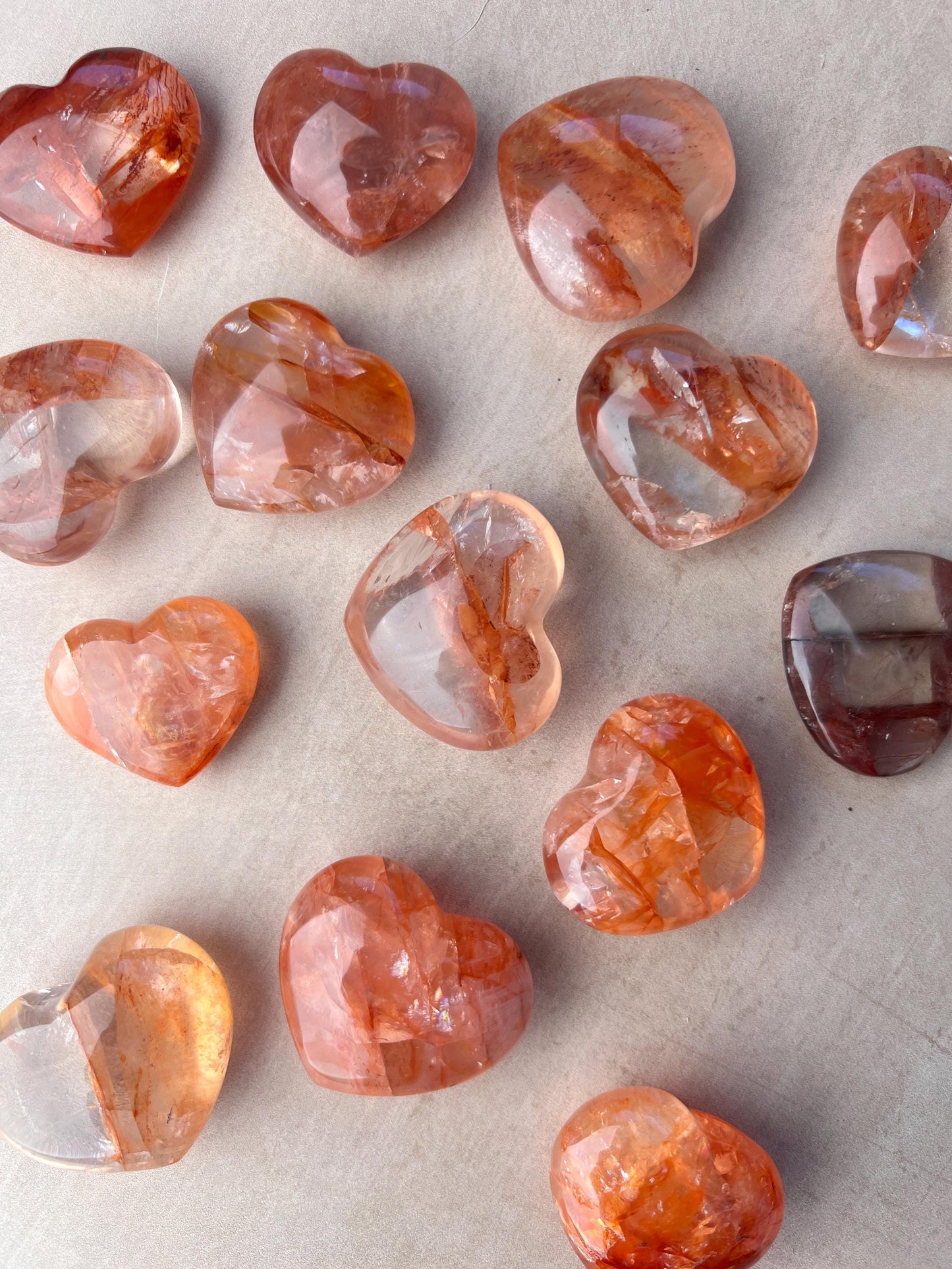 High Grade Crimson Healer Mini Hearts : All Natural Hematoid included Quartz Hearts