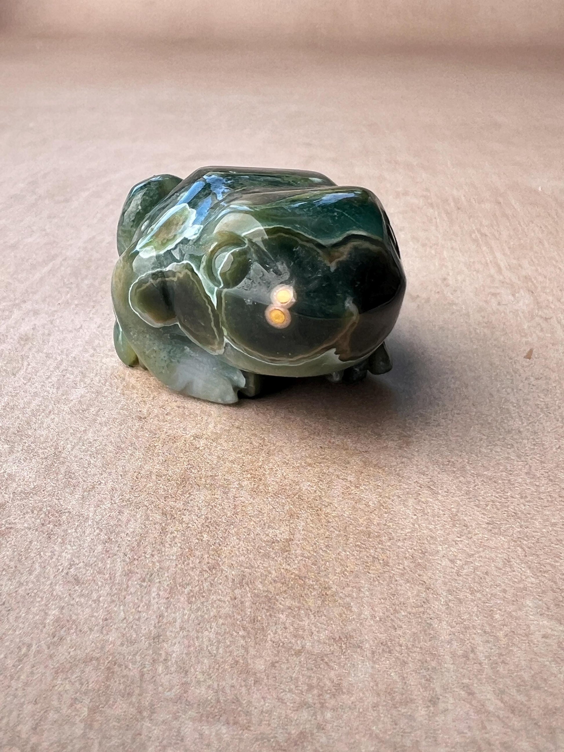 Ocean Jasper Carved Frog: Crystal Figurine