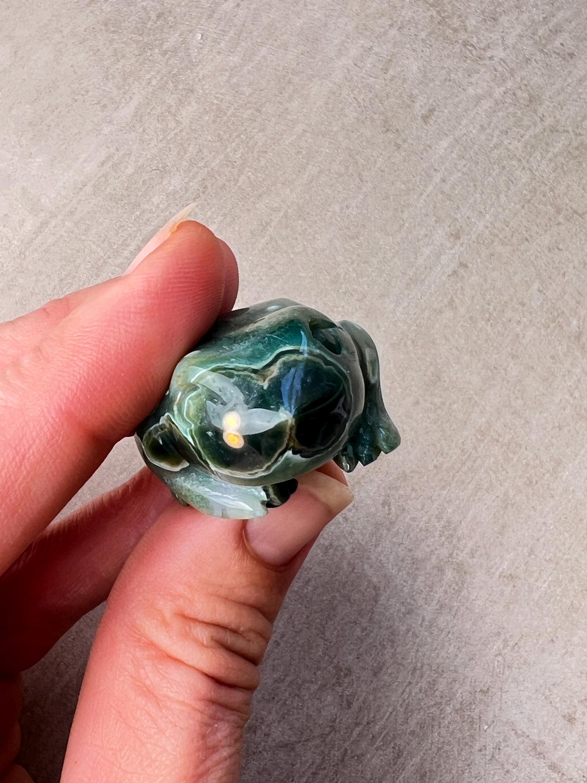 Ocean Jasper Carved Frog: Crystal Figurine