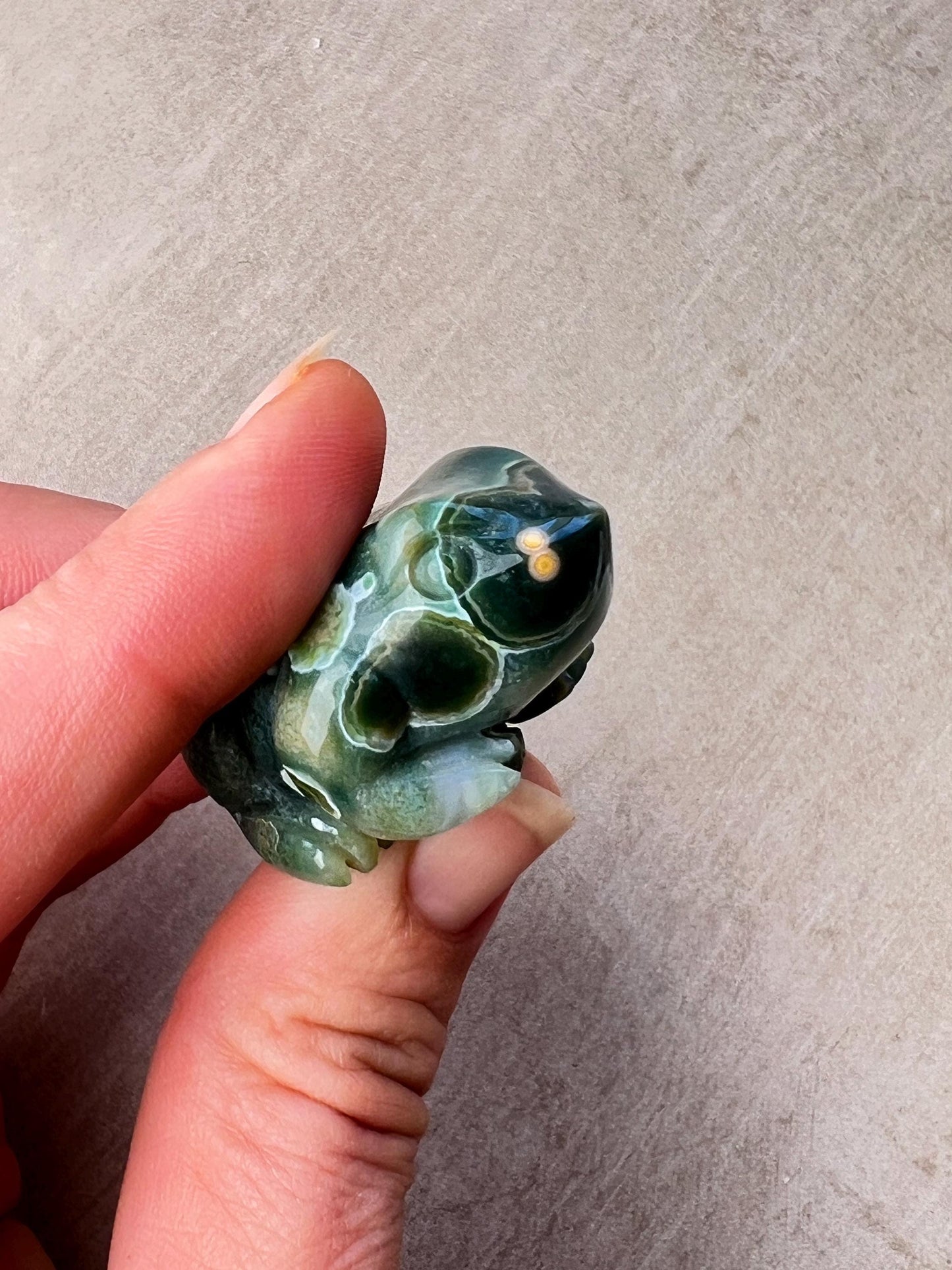 Ocean Jasper Carved Frog: Crystal Figurine