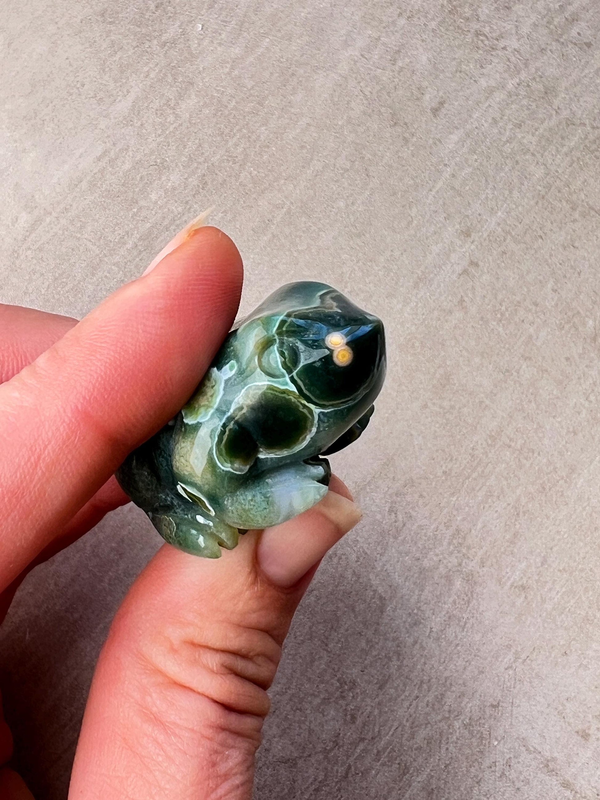 Ocean Jasper Carved Frog: Crystal Figurine