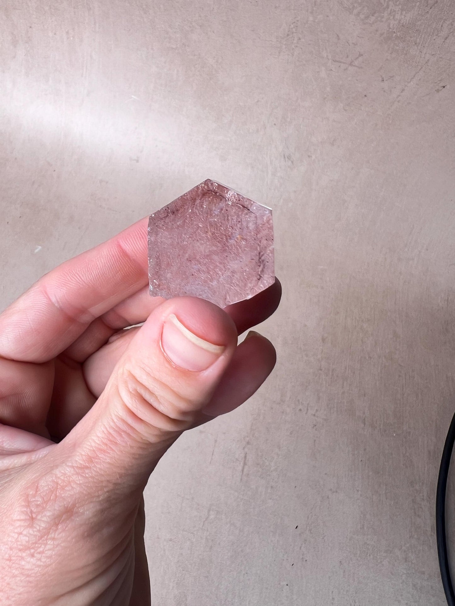 Sunset Phantom Crystal: Raw Hematite included Quartz from India