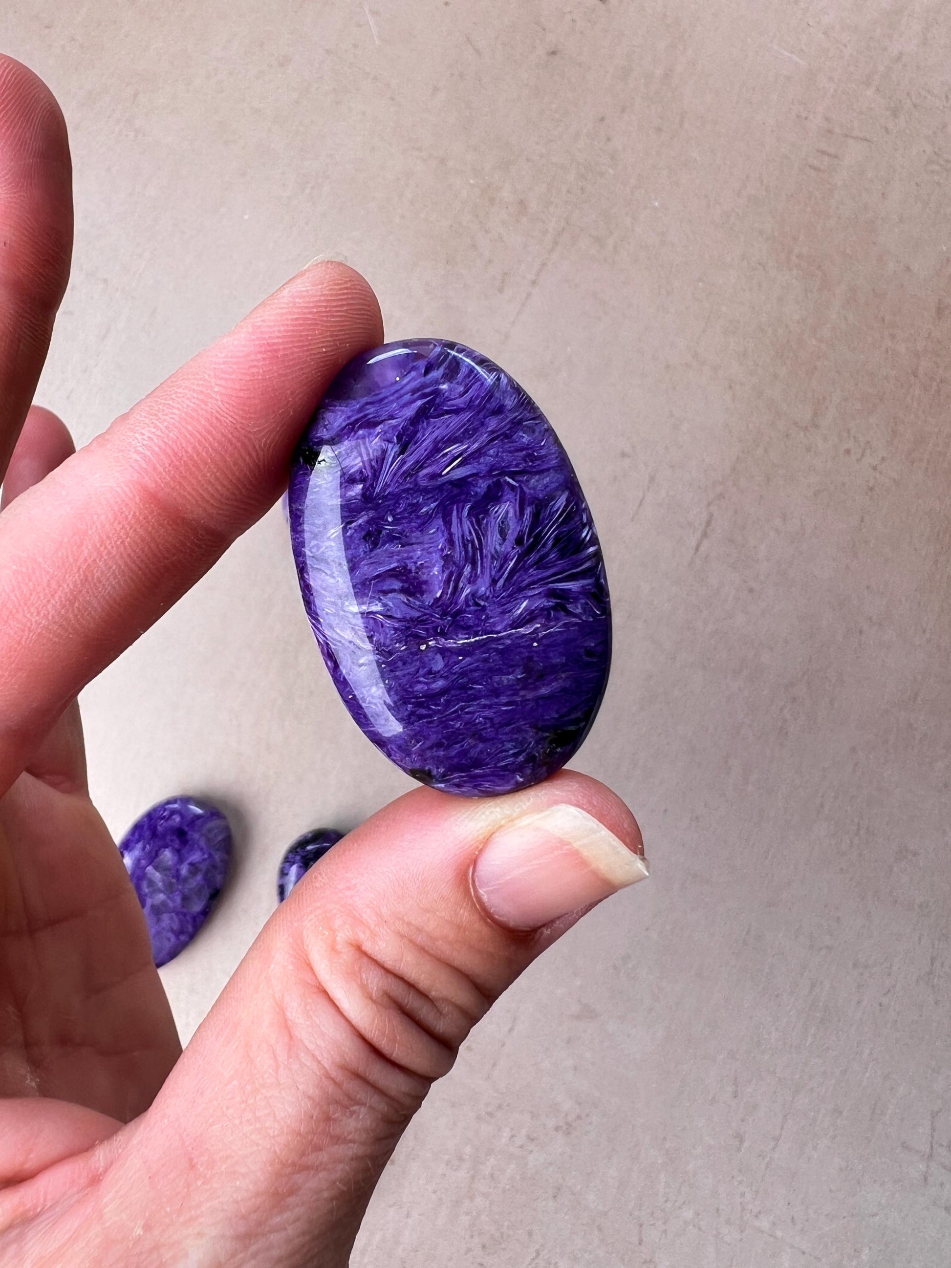 Polished Charoite Pocket Stone: Rare Russian Purple Crystal for Intuition Clarity