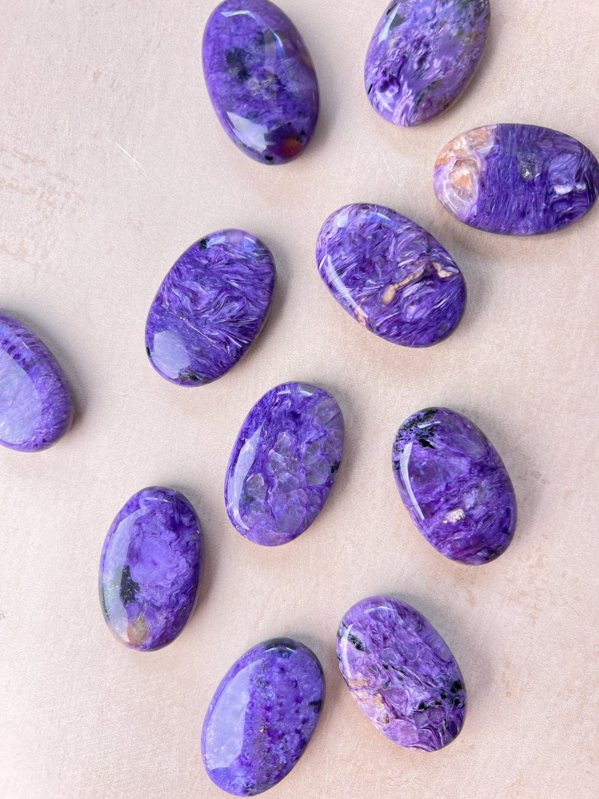 Polished Charoite Pocket Stone: Rare Russian Purple Crystal for Intuition Clarity
