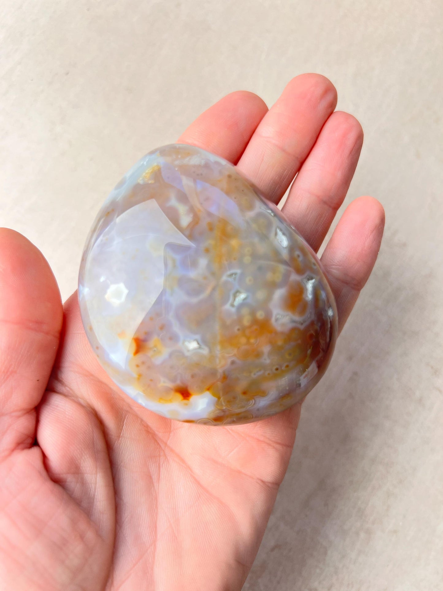 Ocean Jasper XL Palm Stone: Vein 3-4 Rare Old Stock Authentic OJ