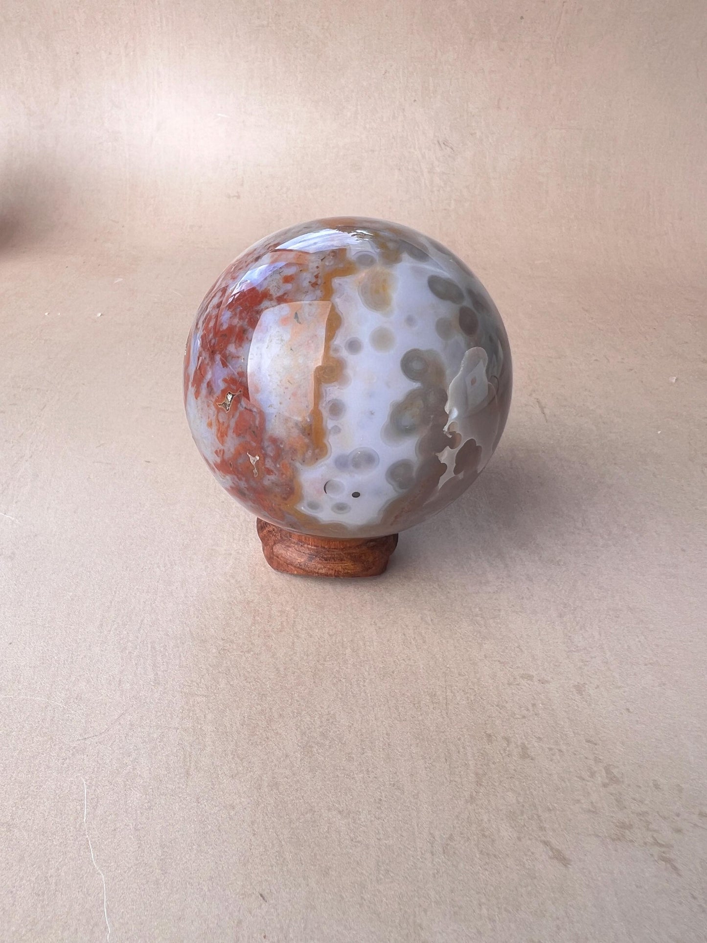 Old Stock Ocean Jasper Sphere: Jelly Orbs Vein 3-4