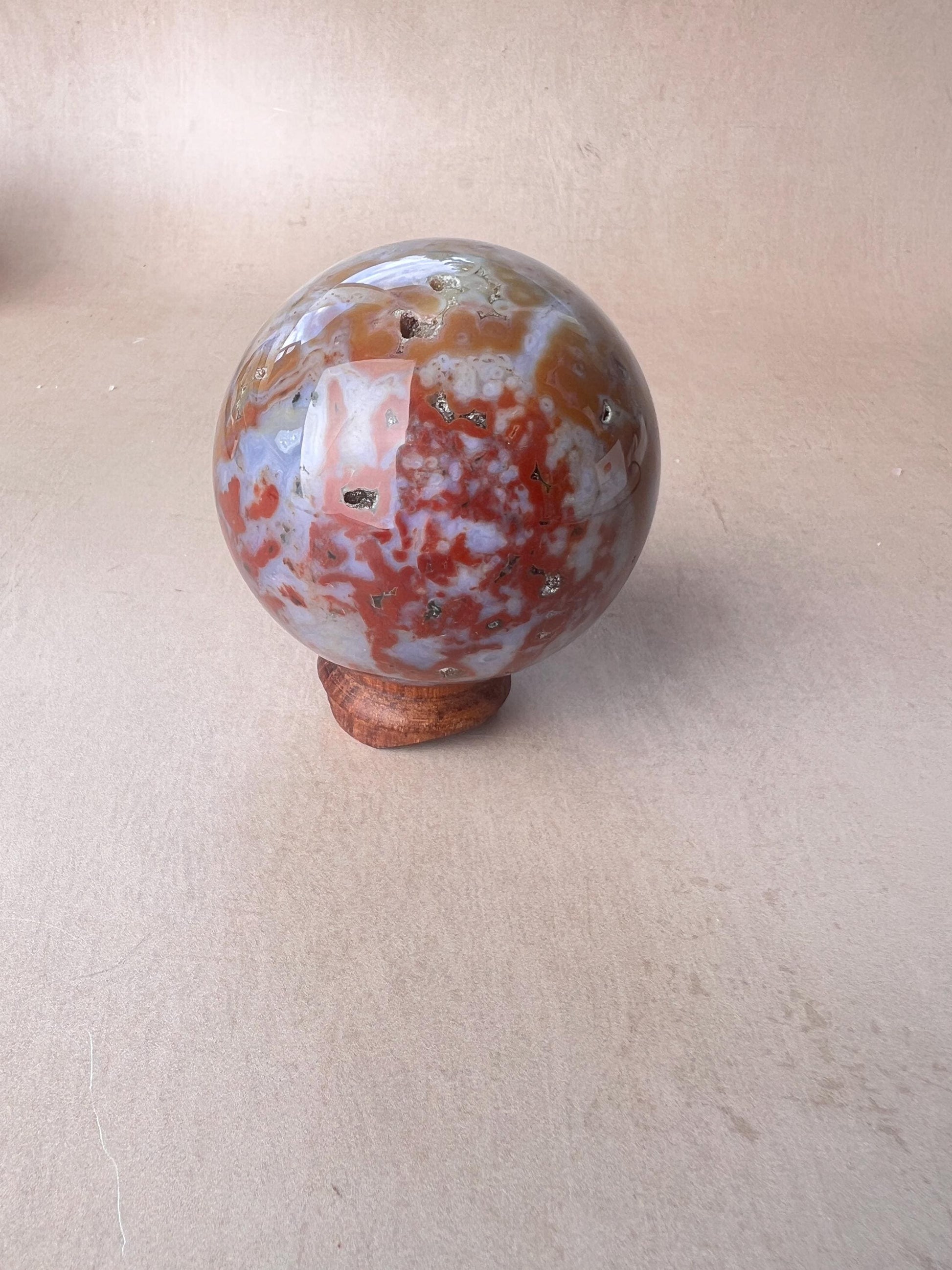Old Stock Ocean Jasper Sphere: Jelly Orbs Vein 3-4