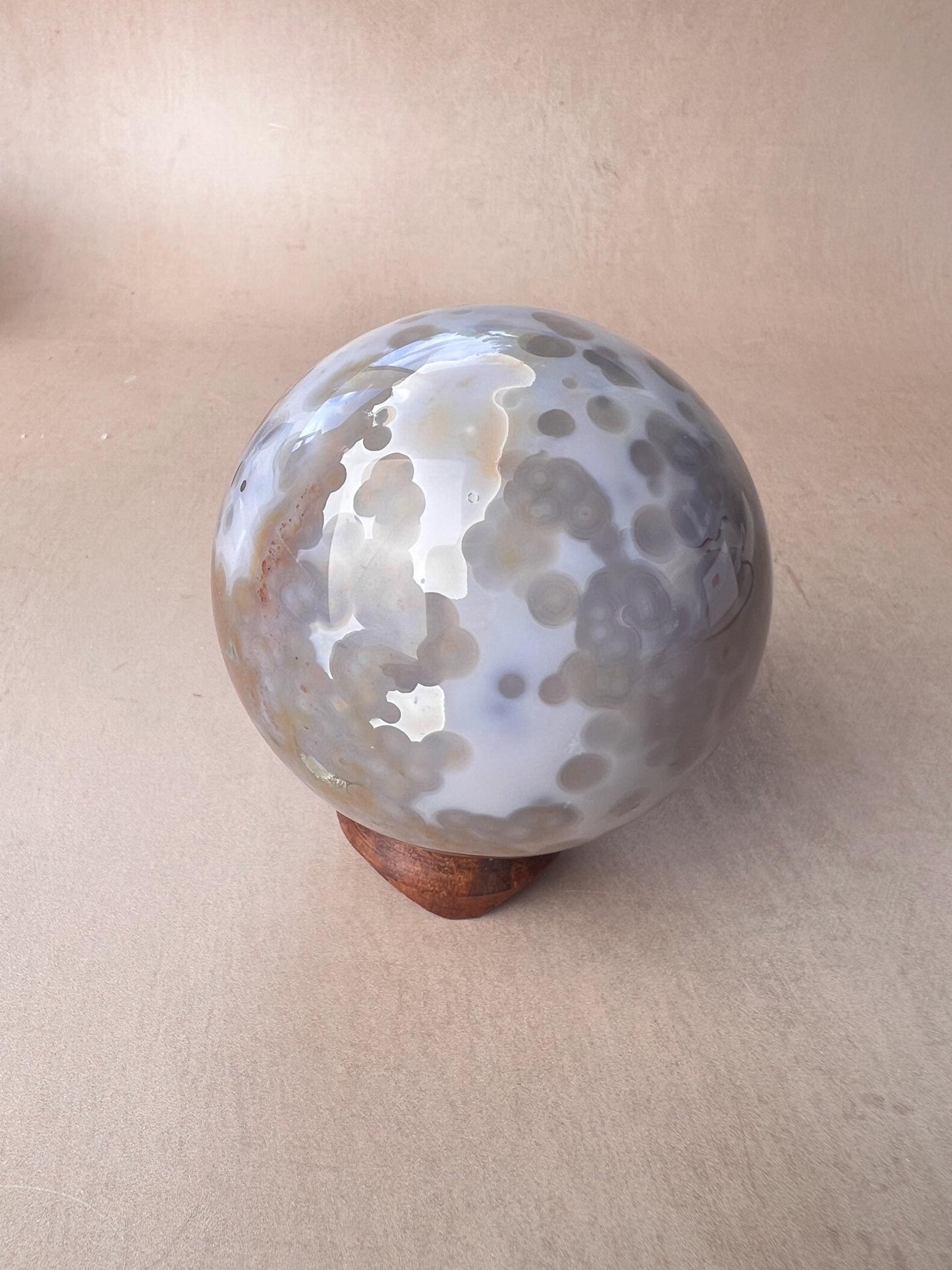 Old Stock Ocean Jasper Sphere: Jelly Orbs Vein 3-4