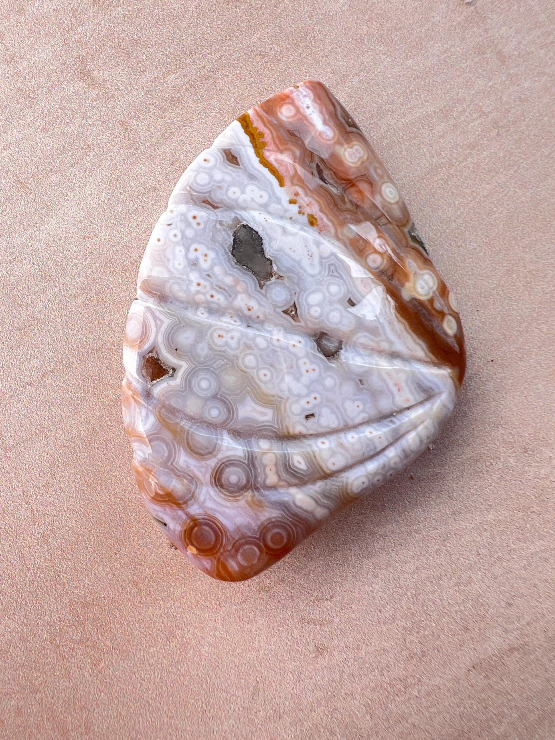 Rare Ocean Jasper Sea Shell Carving: Crystal Shell Beach Decor