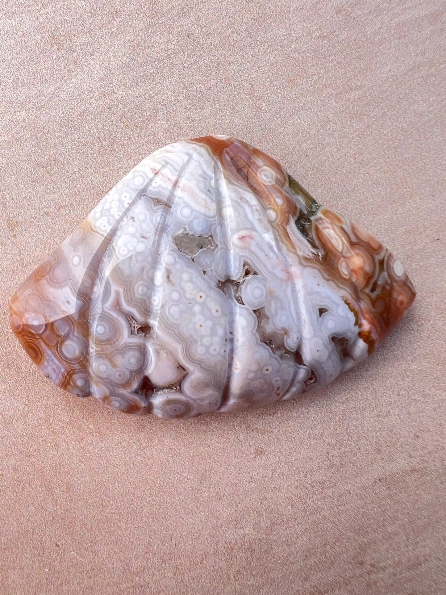 Rare Ocean Jasper Sea Shell Carving: Crystal Shell Beach Decor