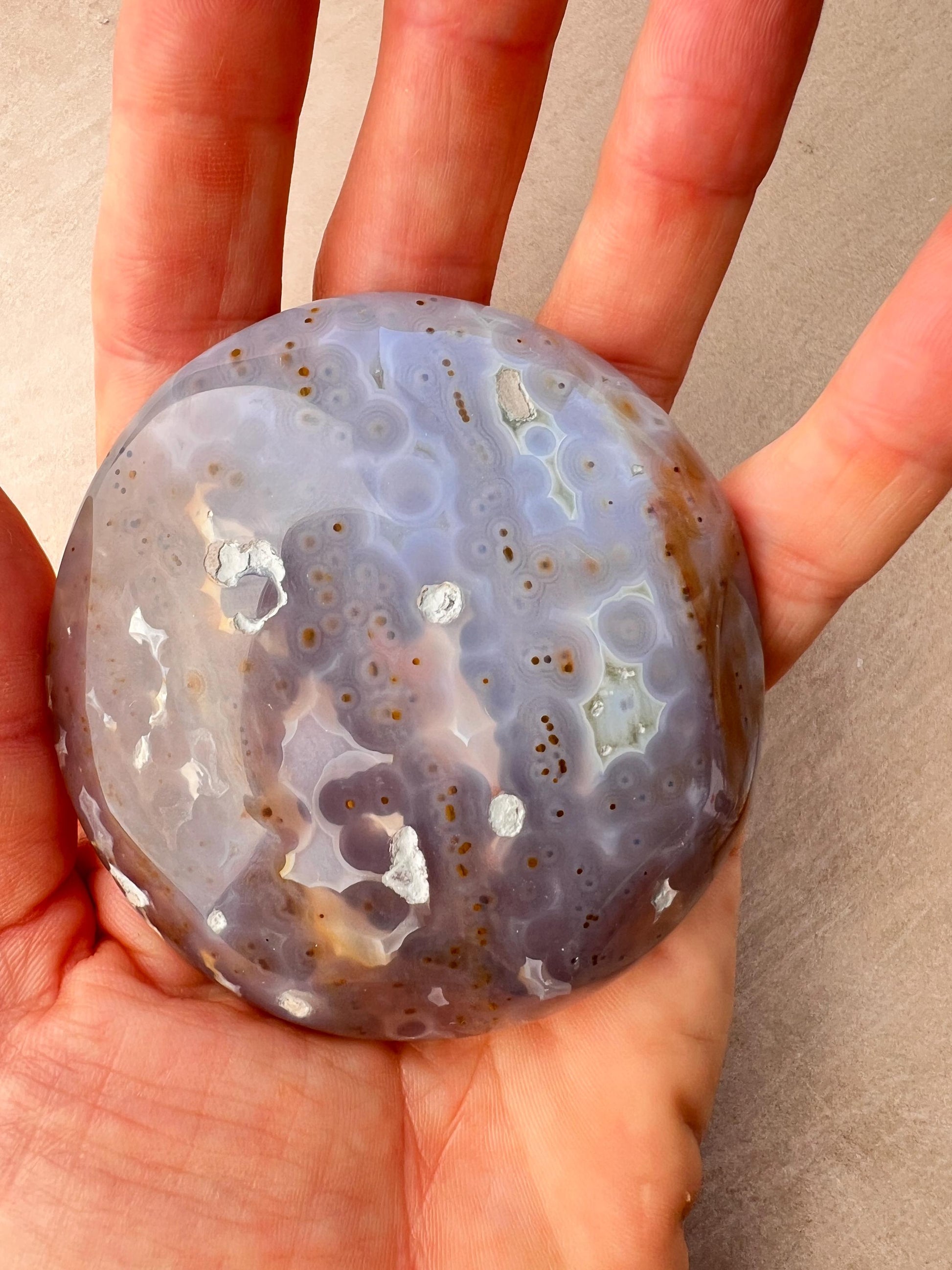Ocean Jasper XL Palm Stone: Vein 3-4 Rare Old Stock Authentic OJ