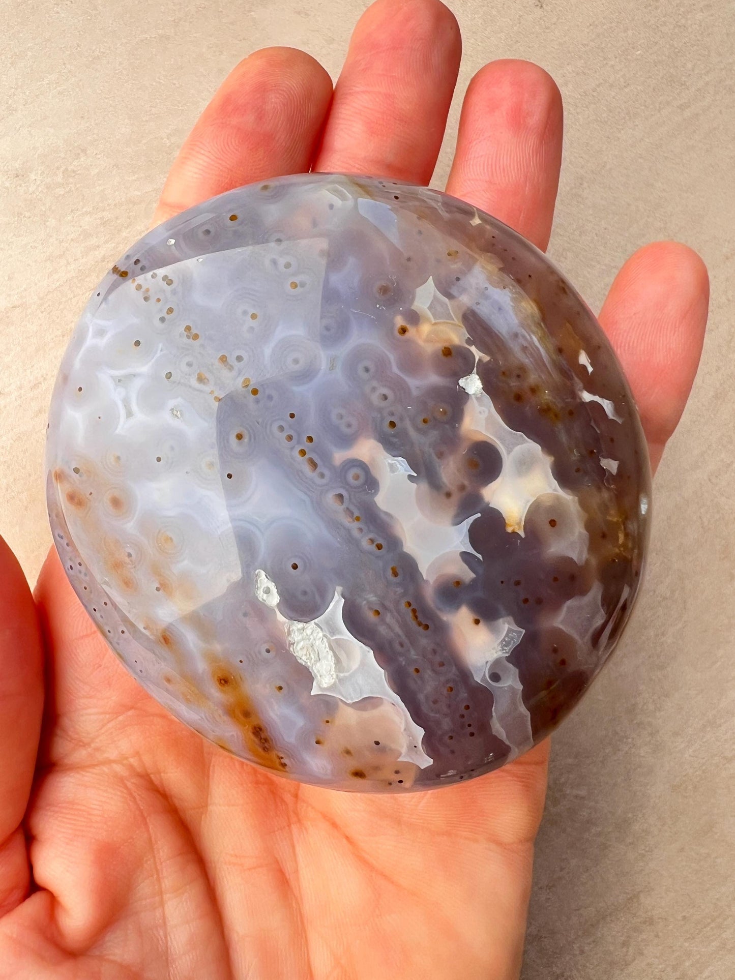 Ocean Jasper XL Palm Stone: Vein 3-4 Rare Old Stock Authentic OJ