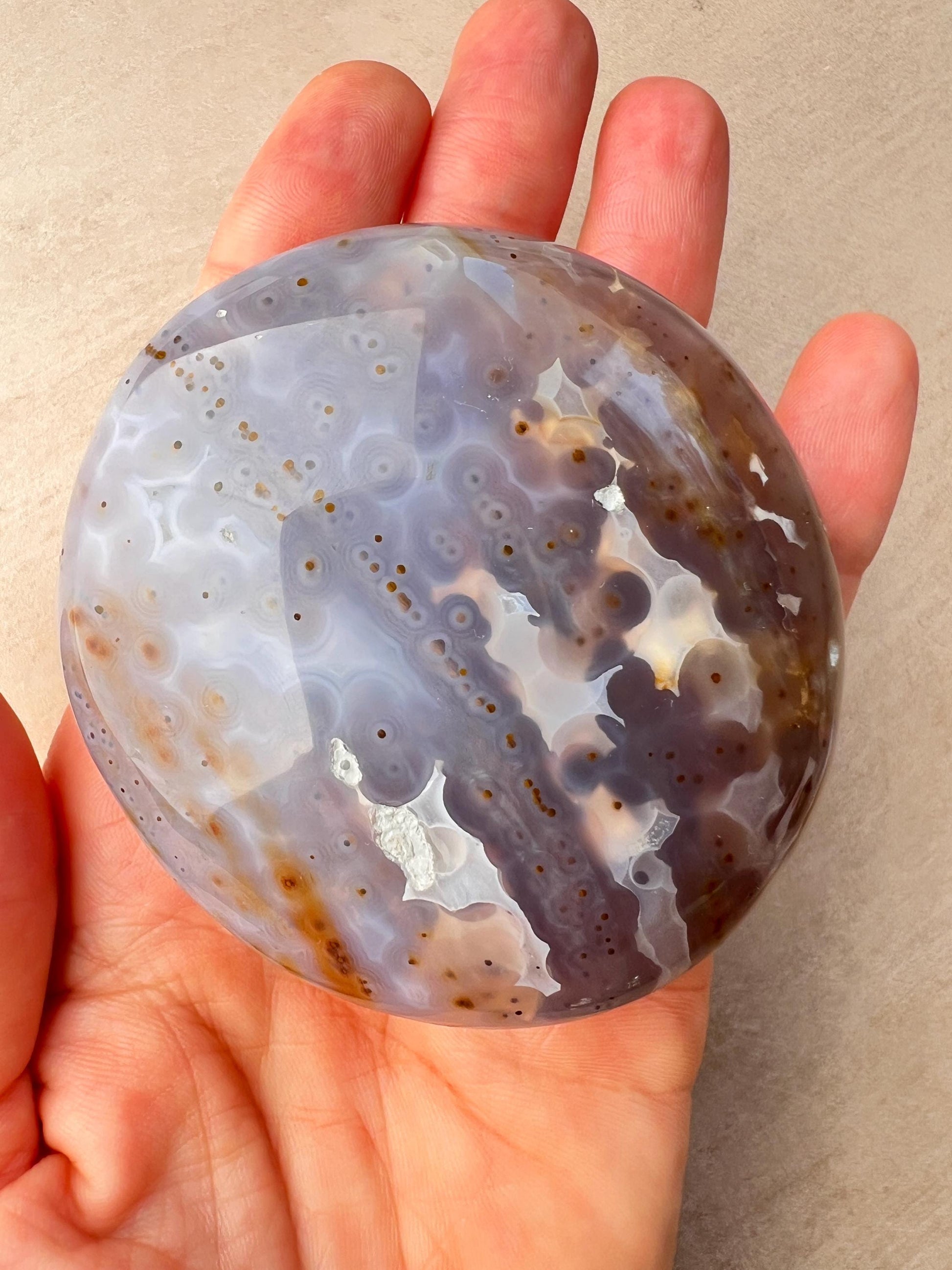 Ocean Jasper XL Palm Stone: Vein 3-4 Rare Old Stock Authentic OJ