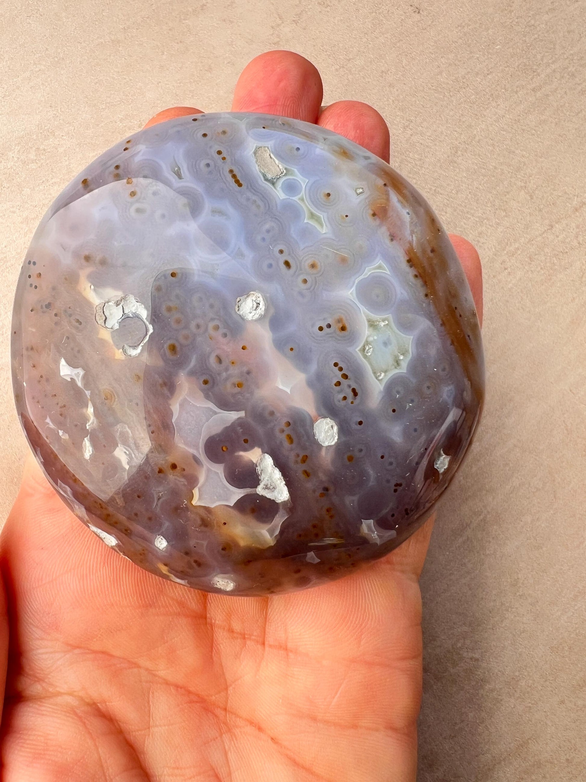 Ocean Jasper XL Palm Stone: Vein 3-4 Rare Old Stock Authentic OJ
