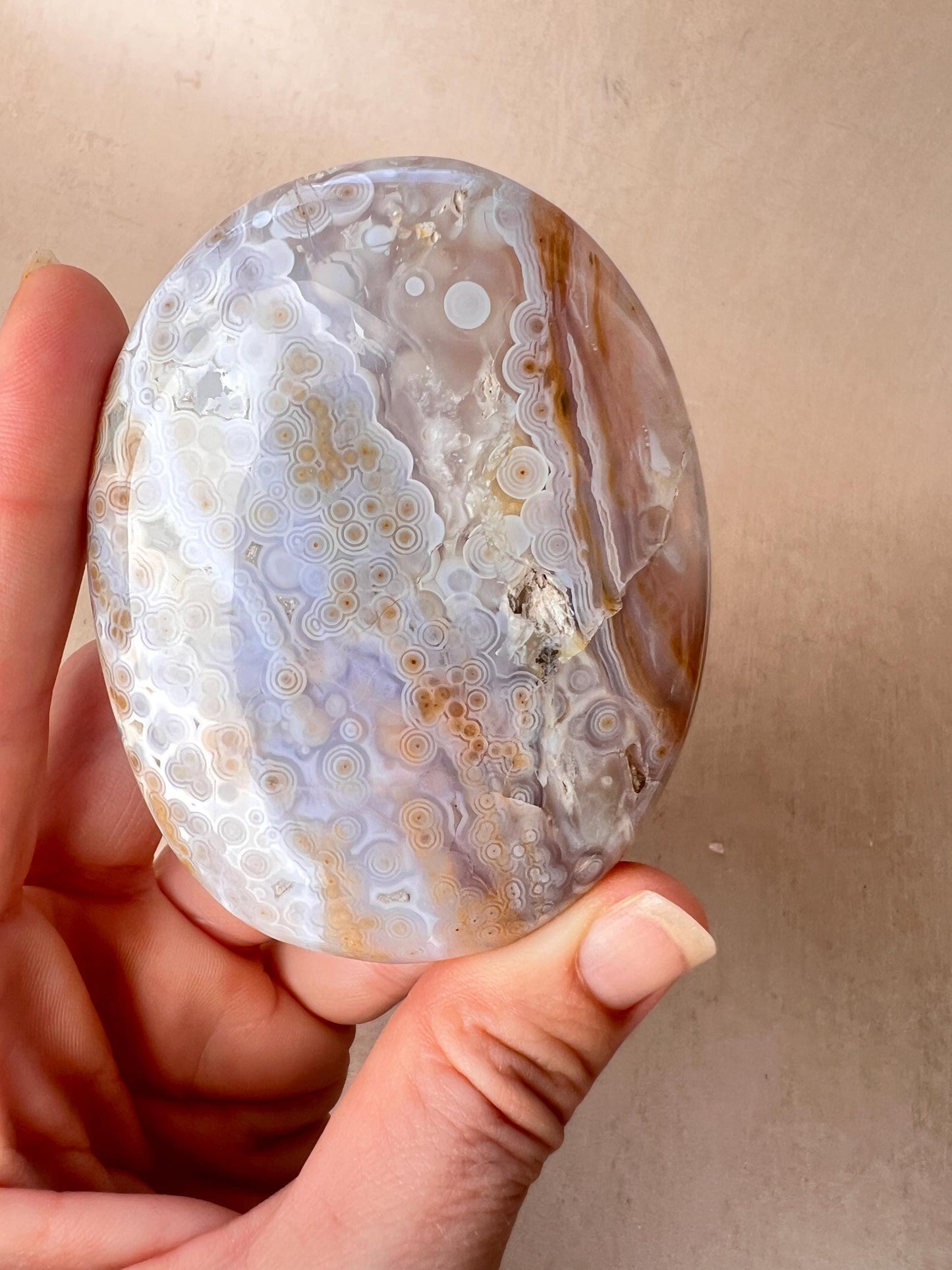 Ocean Jasper XL Palm Stone: Vein 3-4 Rare Old Stock Authentic OJ