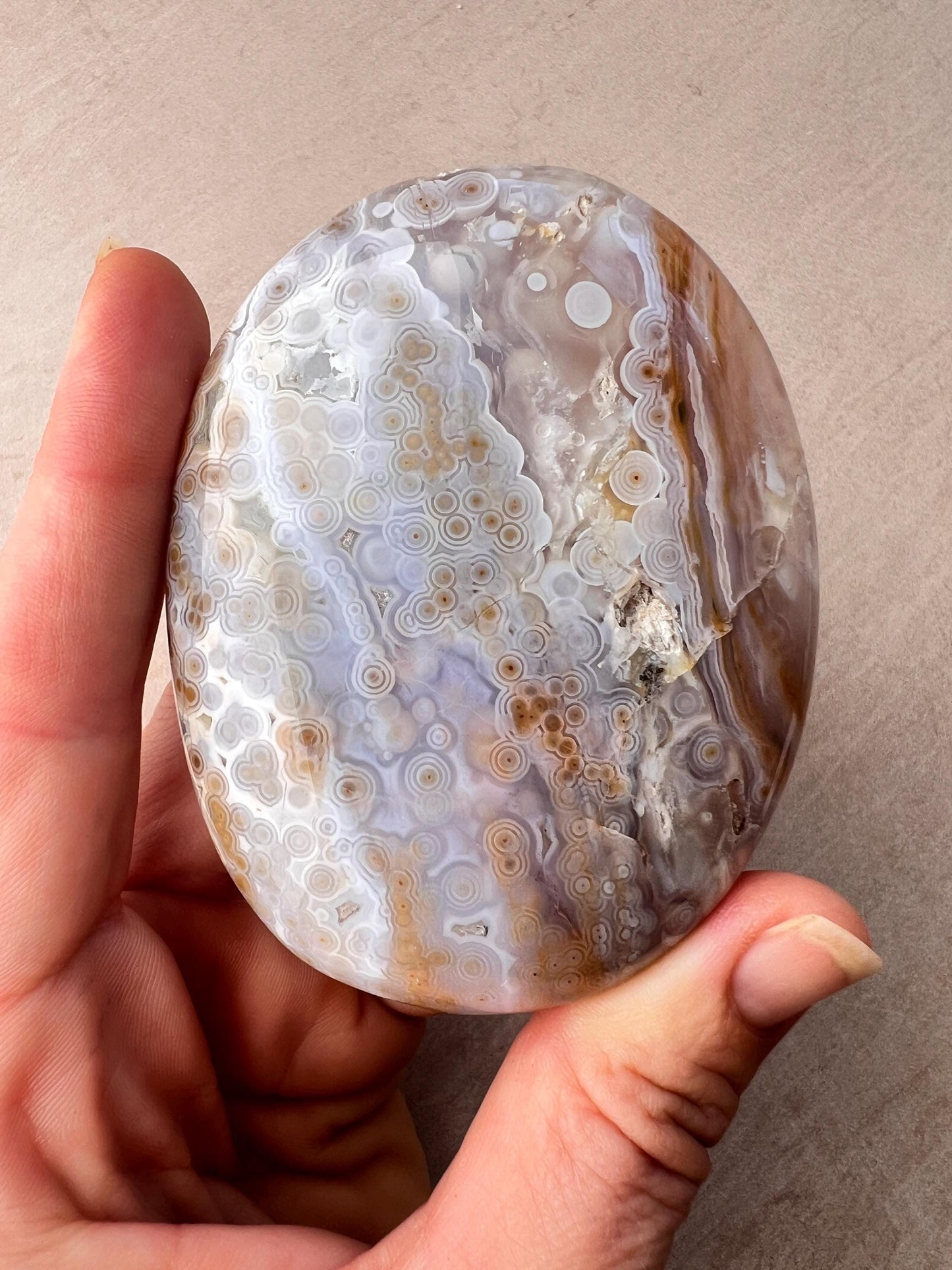 Ocean Jasper XL Palm Stone: Vein 3-4 Rare Old Stock Authentic OJ