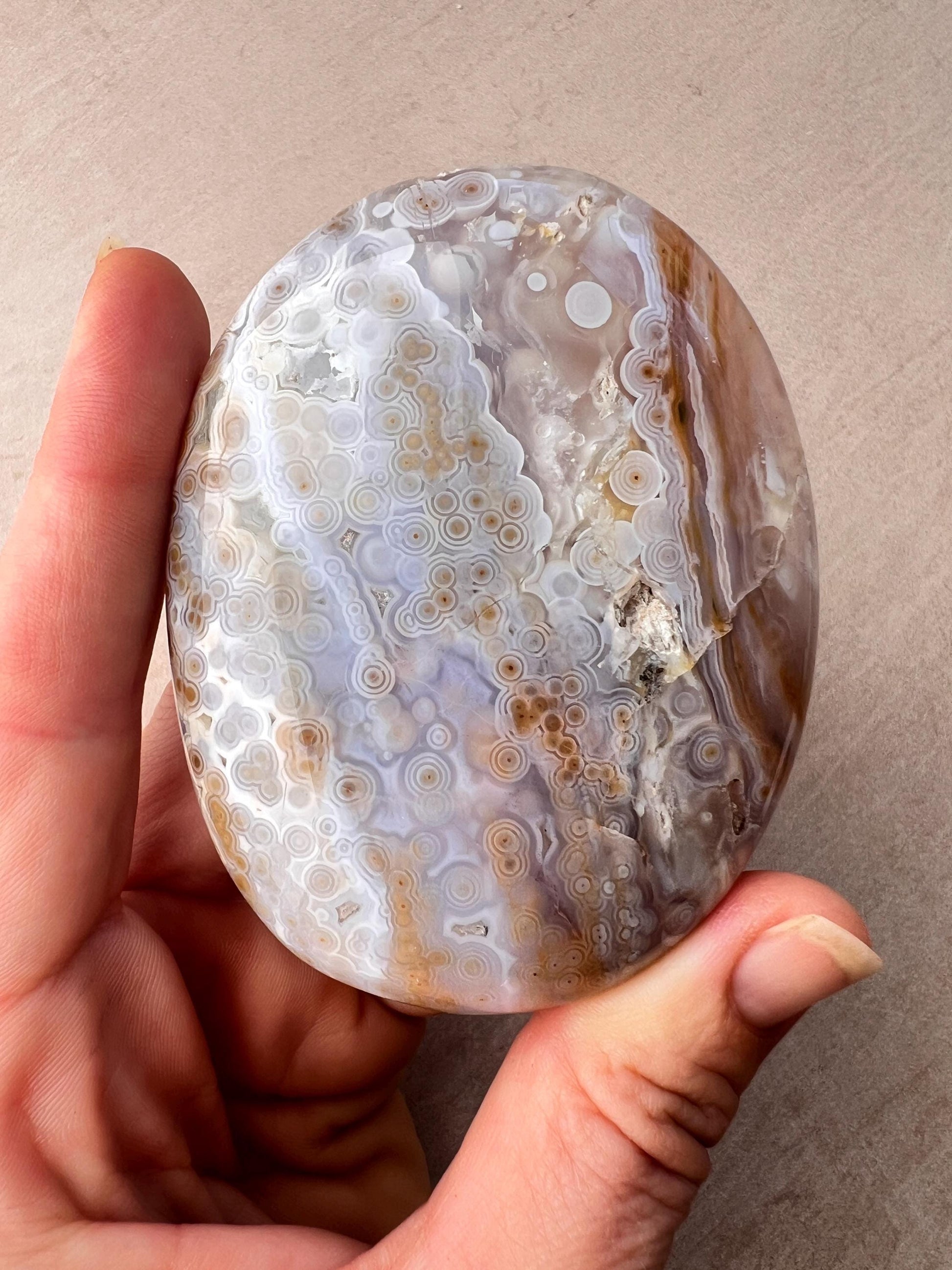 Ocean Jasper XL Palm Stone: Vein 3-4 Rare Old Stock Authentic OJ