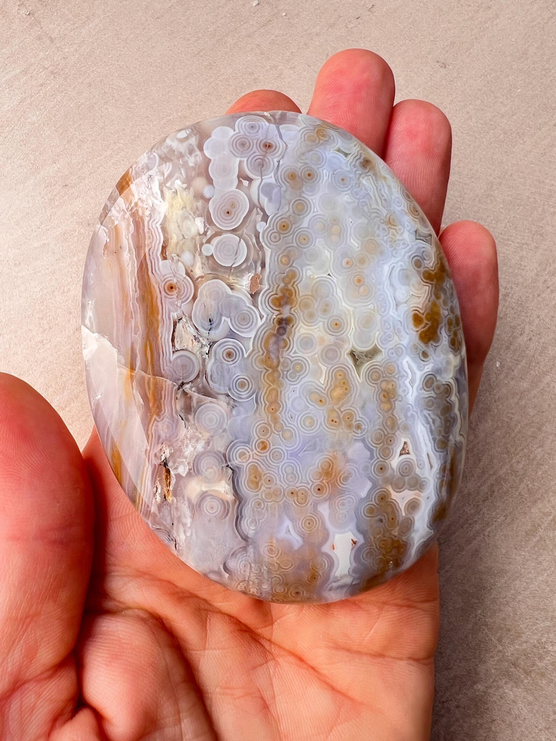 Ocean Jasper XL Palm Stone: Vein 3-4 Rare Old Stock Authentic OJ