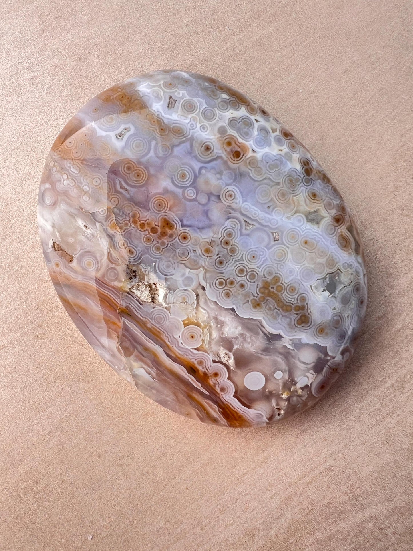 Ocean Jasper XL Palm Stone: Vein 3-4 Rare Old Stock Authentic OJ
