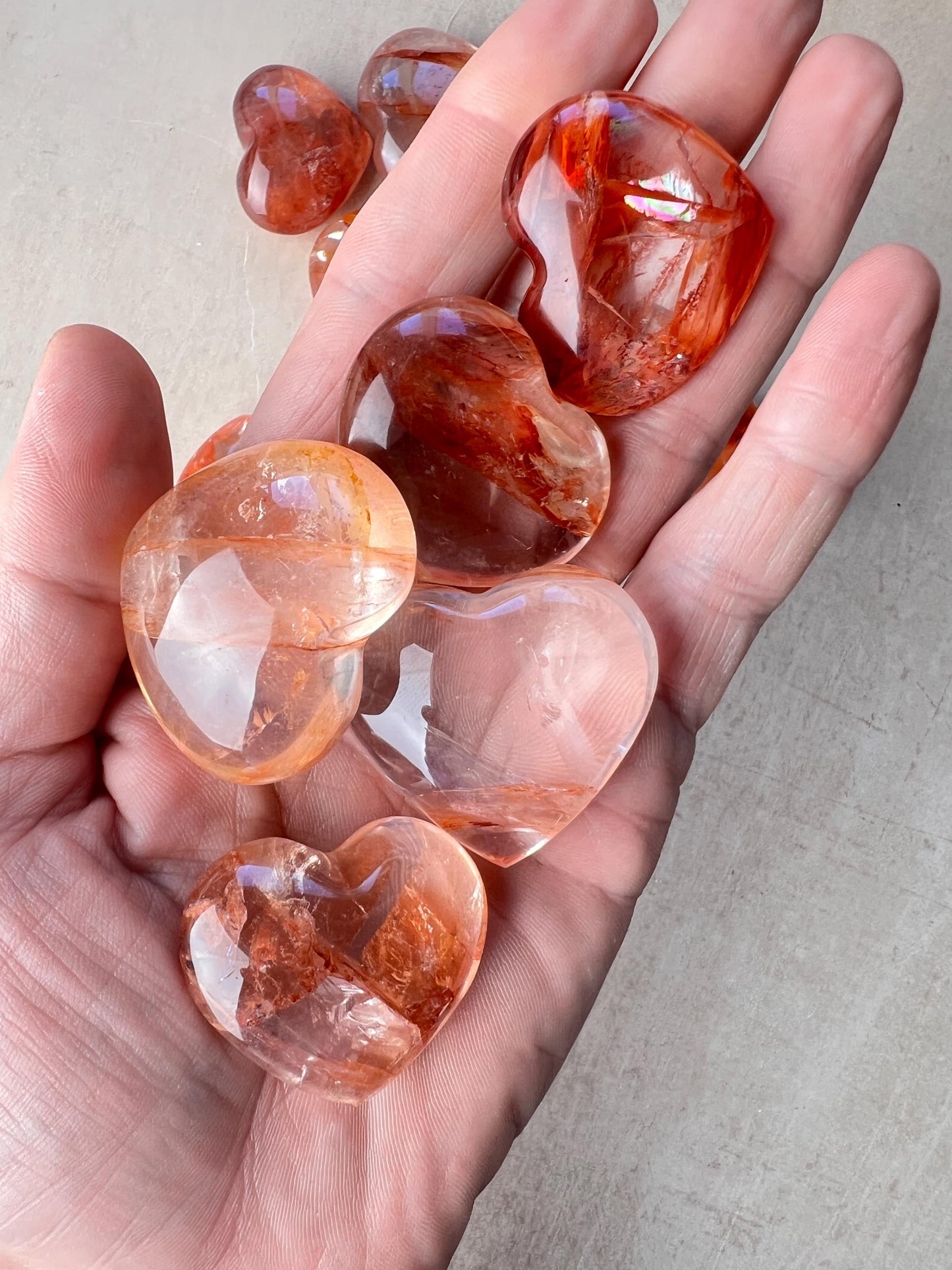 High Grade Crimson Healer Mini Hearts : All Natural Hematoid included Quartz Hearts
