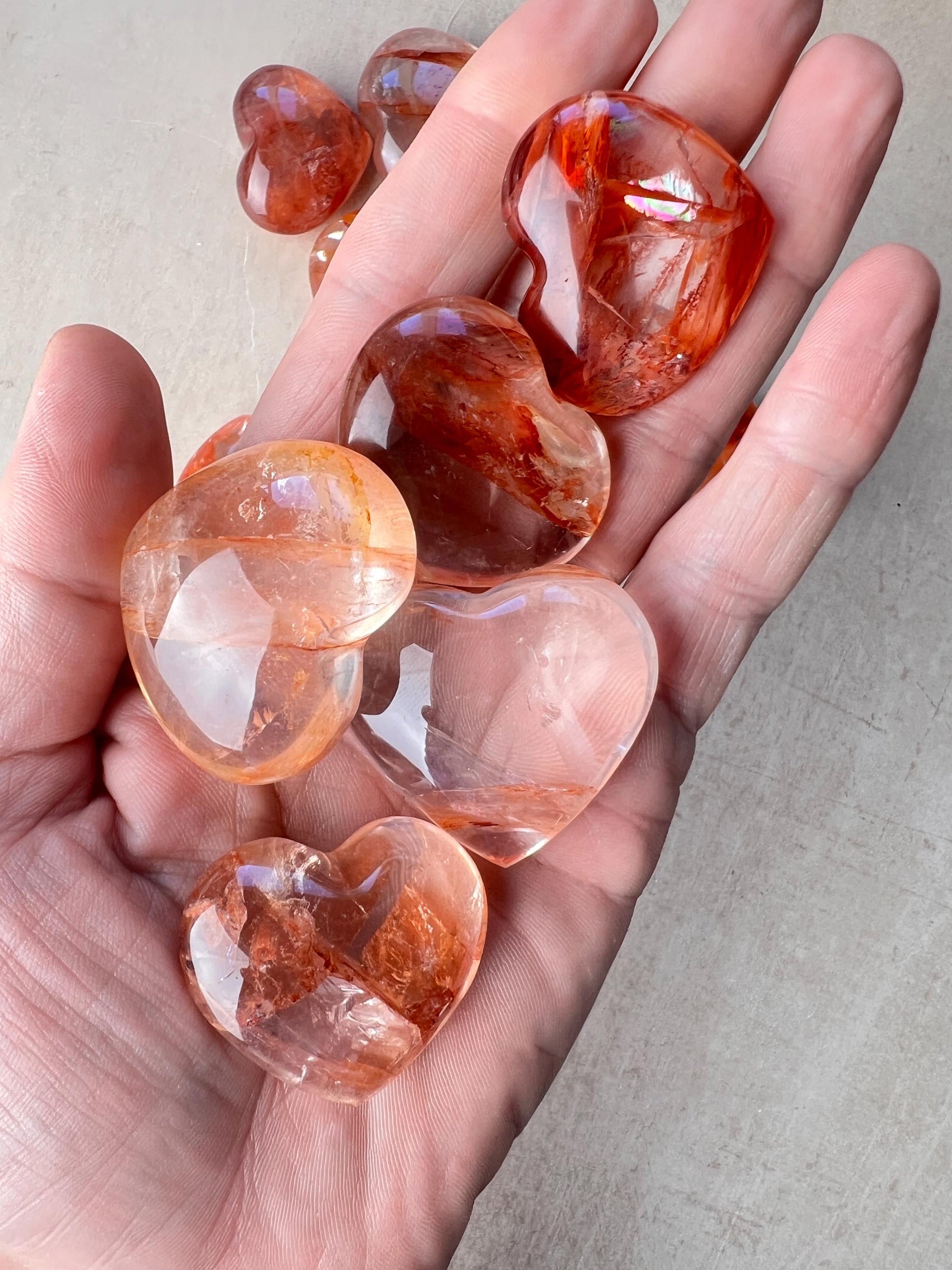 High Grade Crimson Healer Mini Hearts : All Natural Hematoid included Quartz Hearts