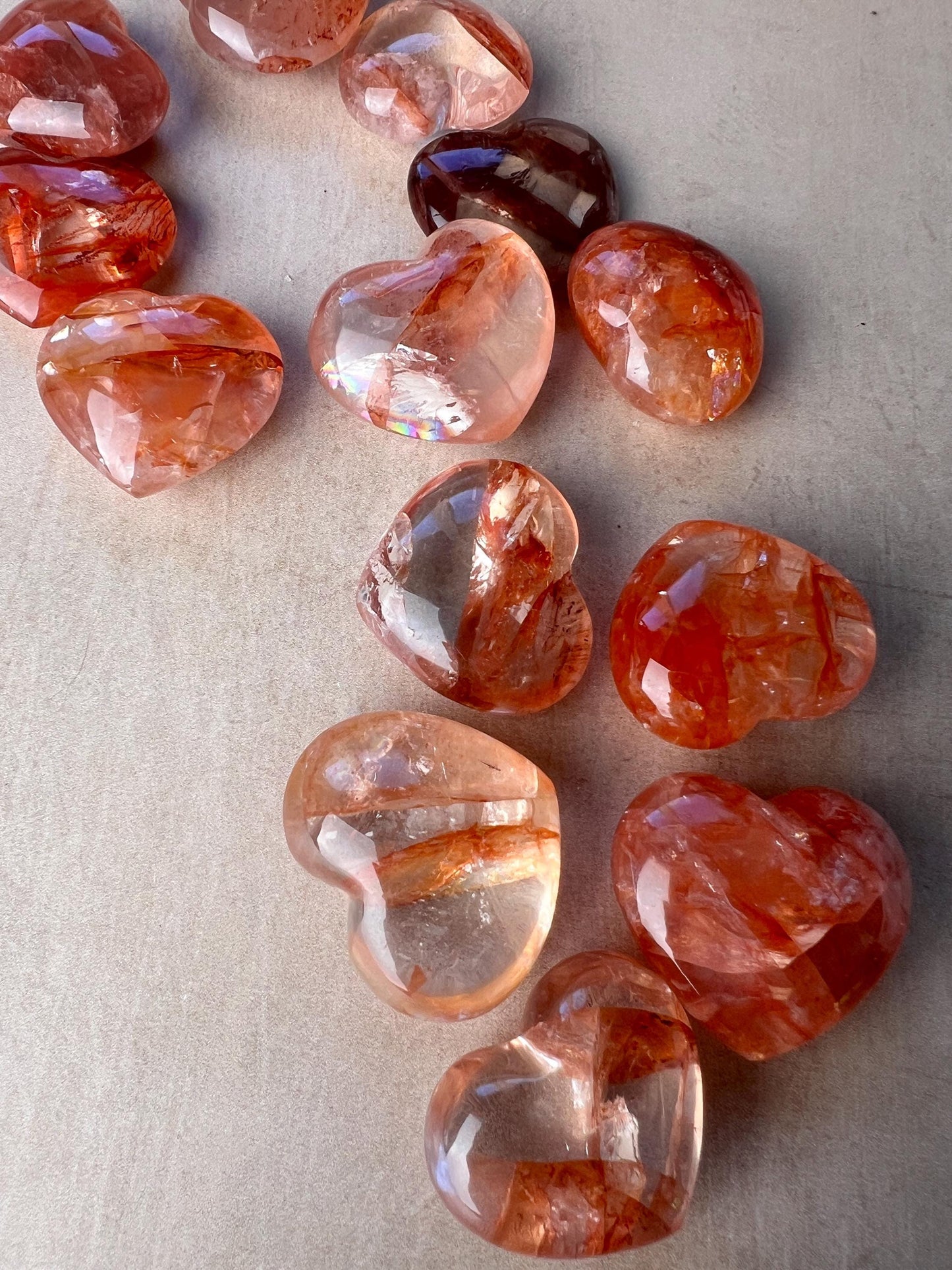 High Grade Crimson Healer Mini Hearts : All Natural Hematoid included Quartz Hearts