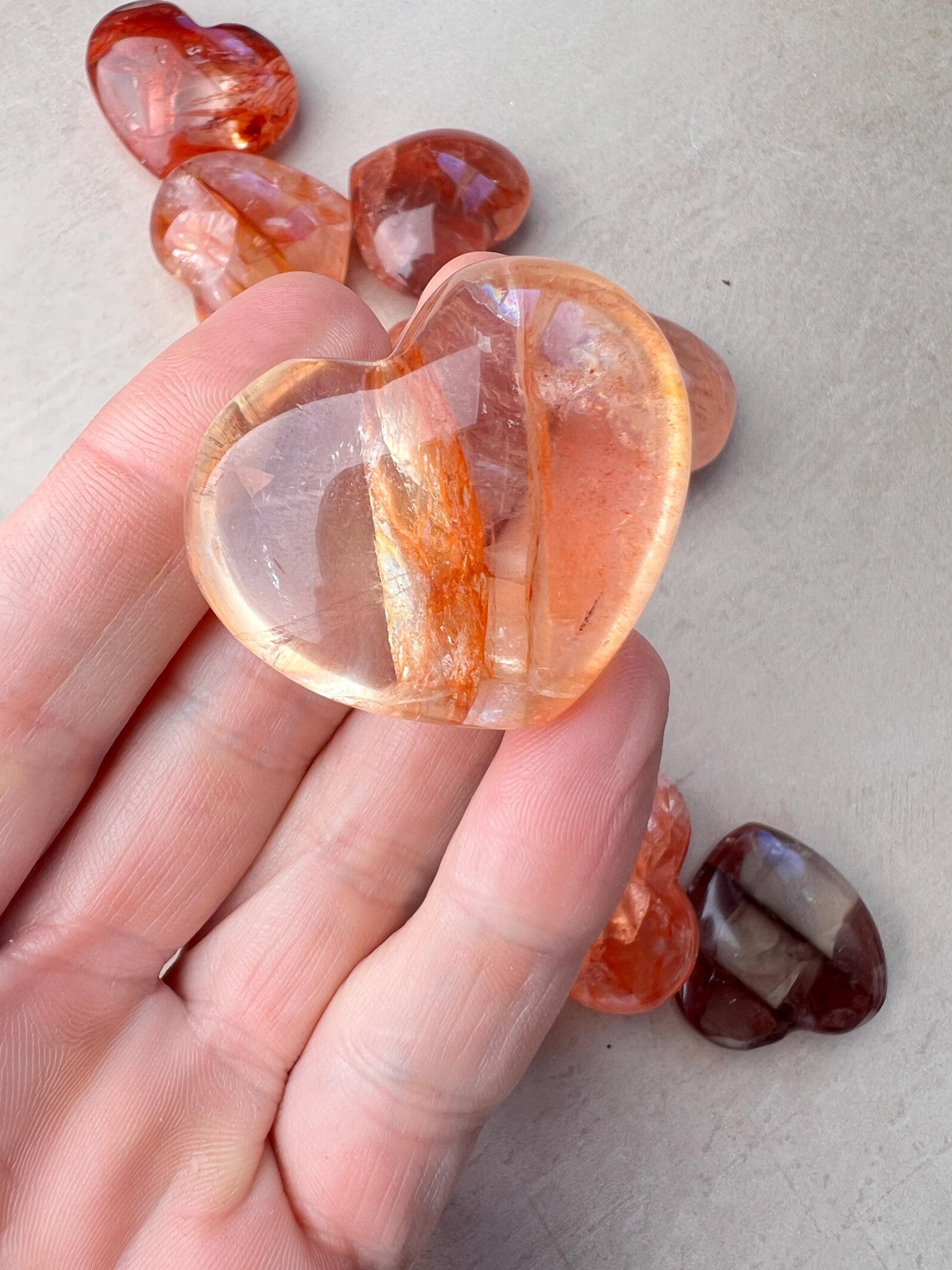 High Grade Crimson Healer Mini Hearts : All Natural Hematoid included Quartz Hearts