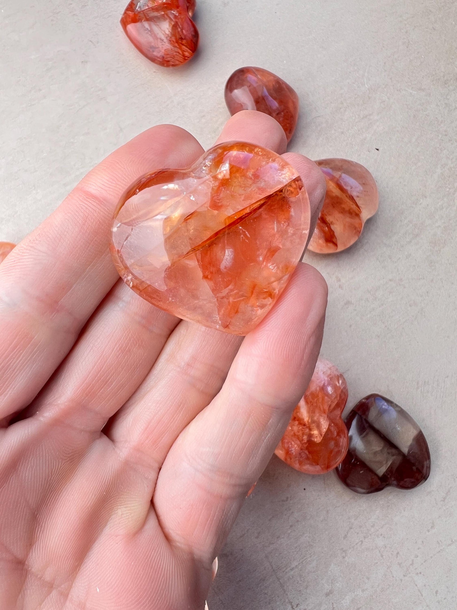 High Grade Crimson Healer Mini Hearts : All Natural Hematoid included Quartz Hearts