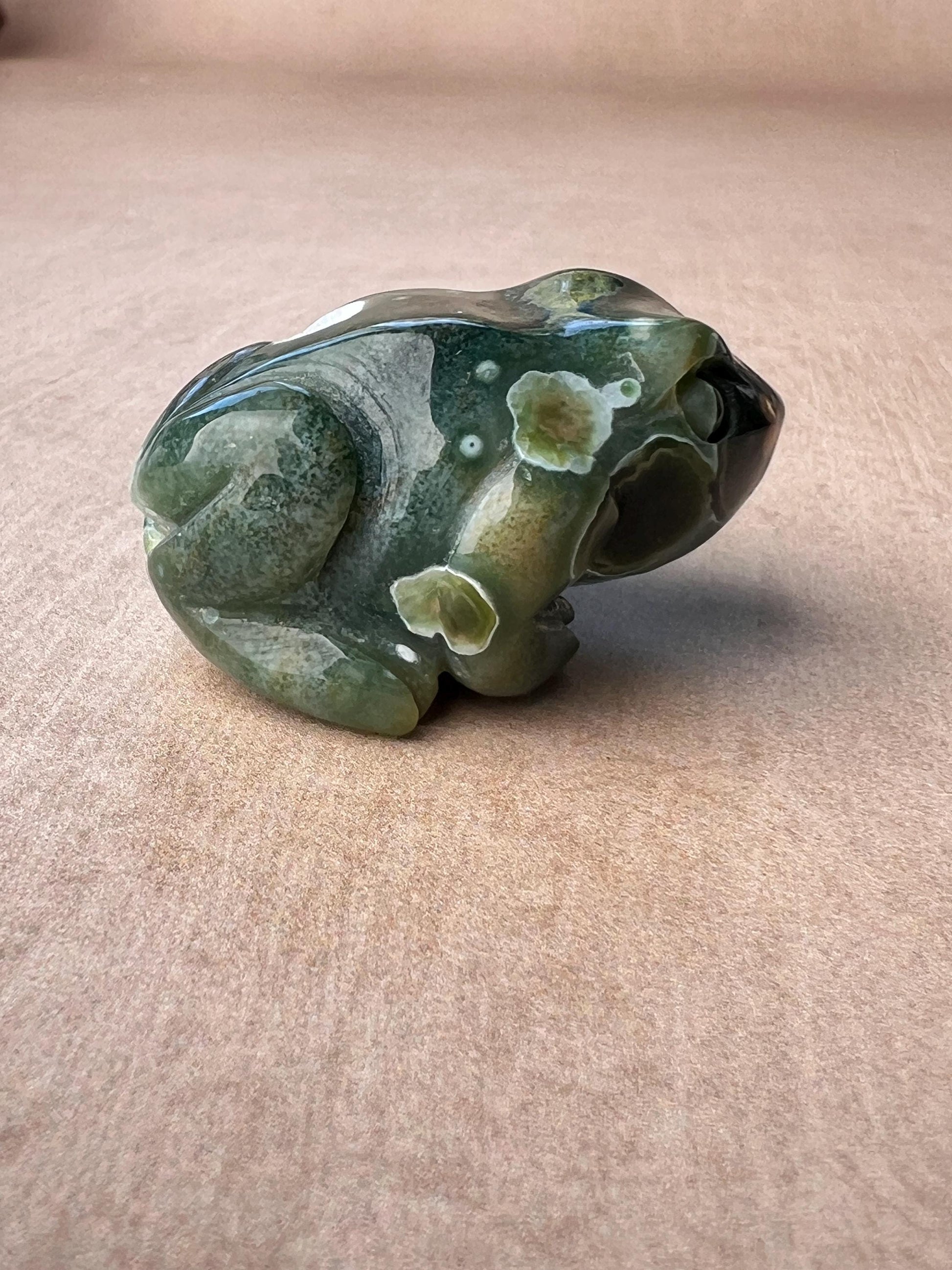 Ocean Jasper Carved Frog: Crystal Figurine