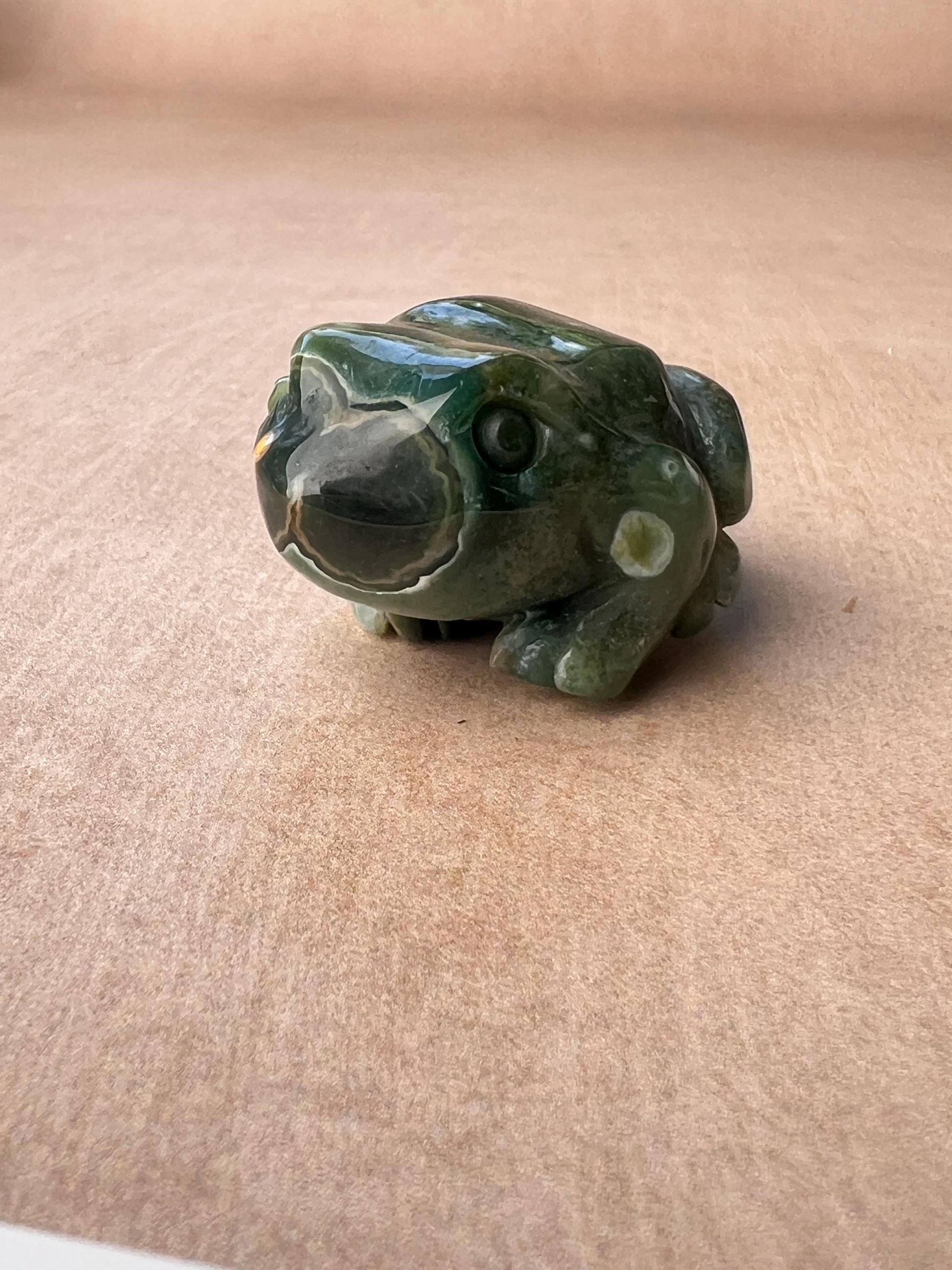 Ocean Jasper Carved Frog: Crystal Figurine