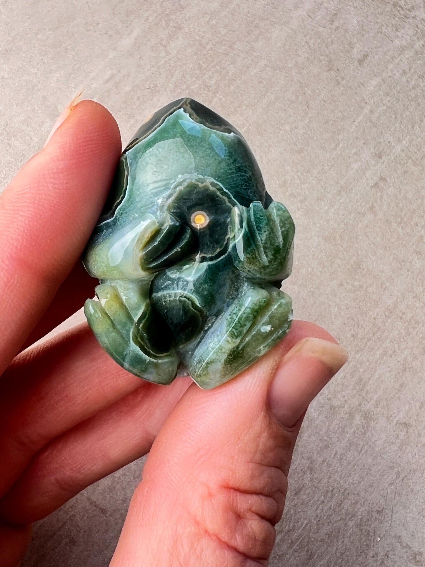 Ocean Jasper Carved Frog: Crystal Figurine
