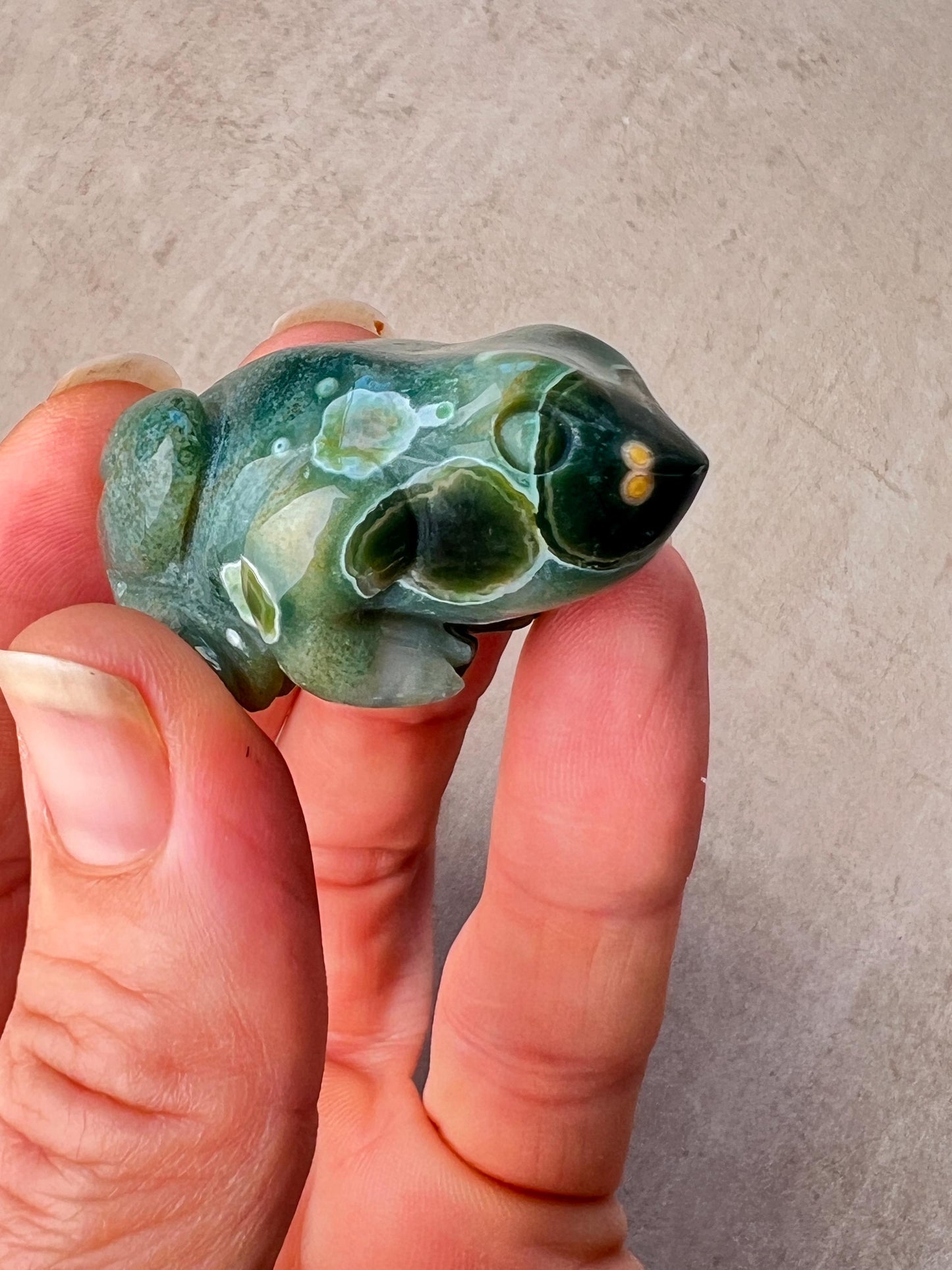 Ocean Jasper Carved Frog: Crystal Figurine