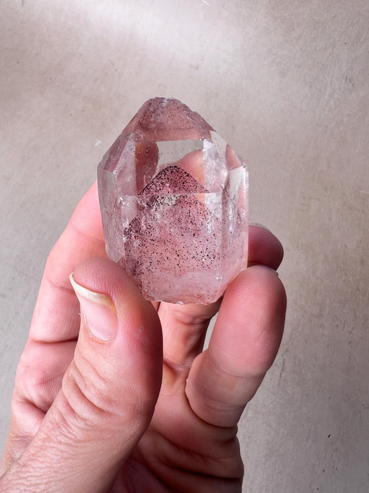Sunset Phantom Crystal: Raw Hematite included Quartz from India