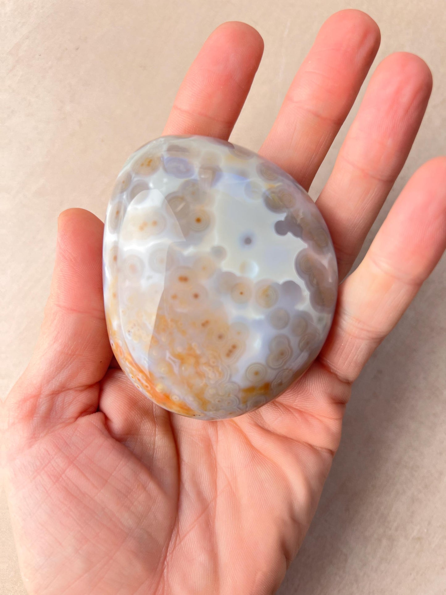 Ocean Jasper XL Palm Stone: Vein 3-4 Rare Old Stock Authentic OJ