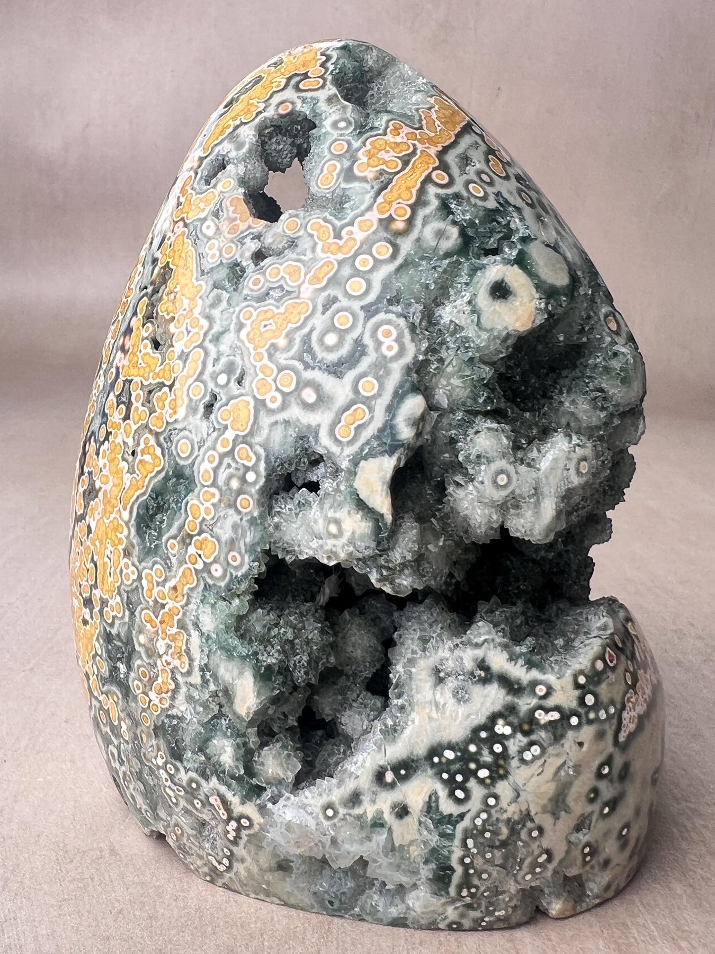 Rare Green & Yellow Ocean Jasper Druzy - Botryoidal Free Form