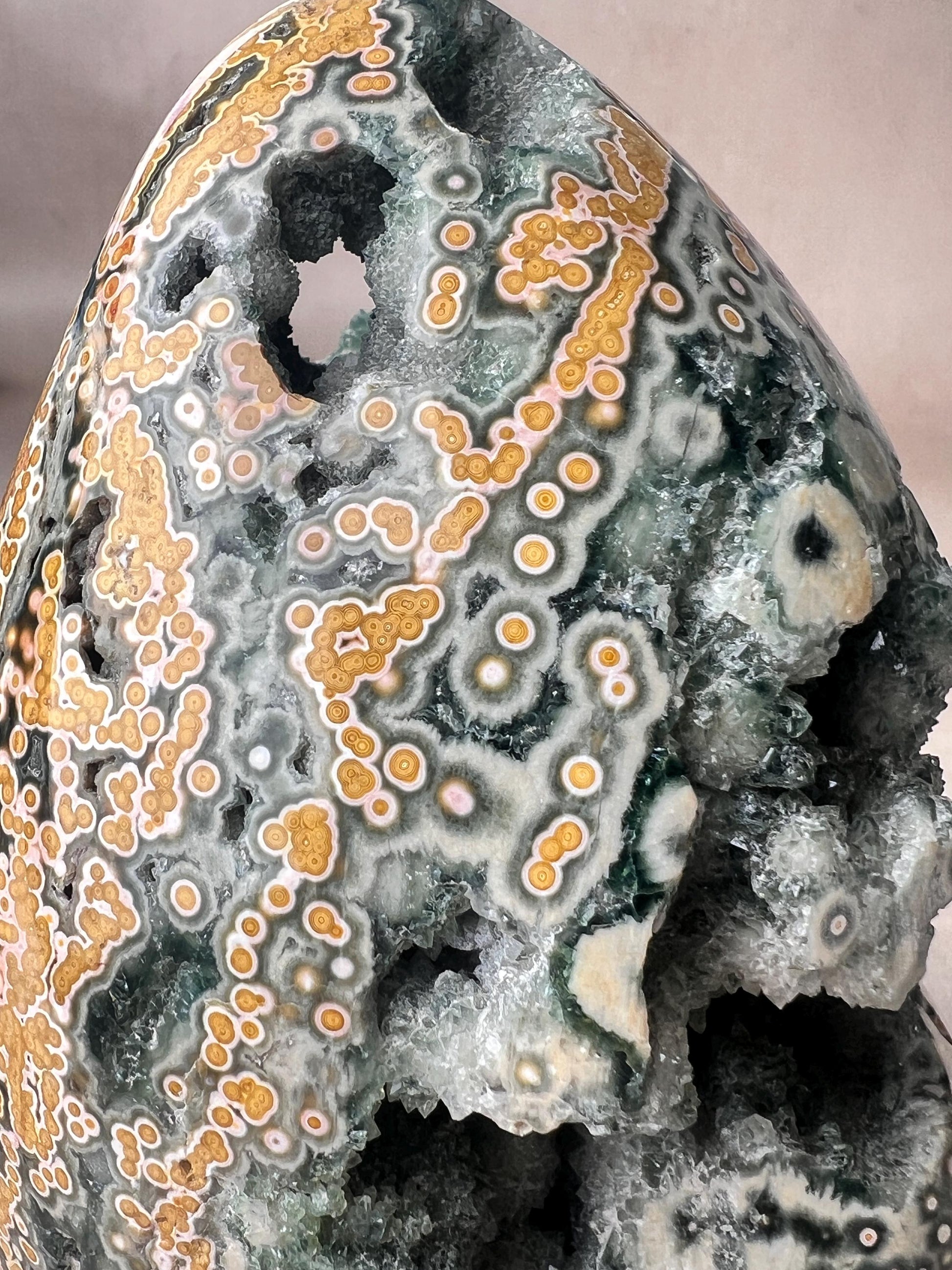 Rare Green & Yellow Ocean Jasper Druzy - Botryoidal Free Form