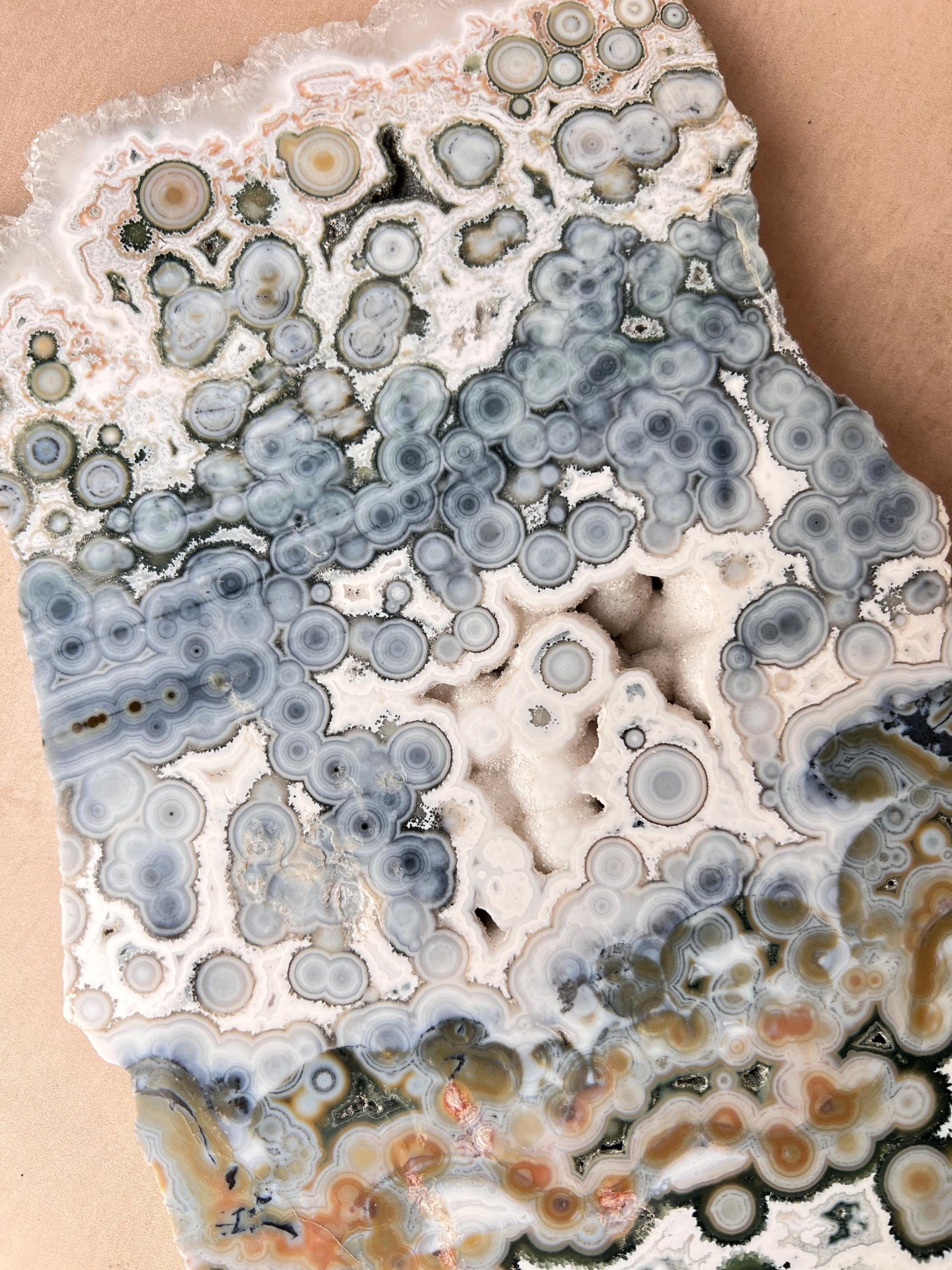 Ocean Jasper Vein 8 Large Blue Slab: XL Rare Collection High Grade Slab