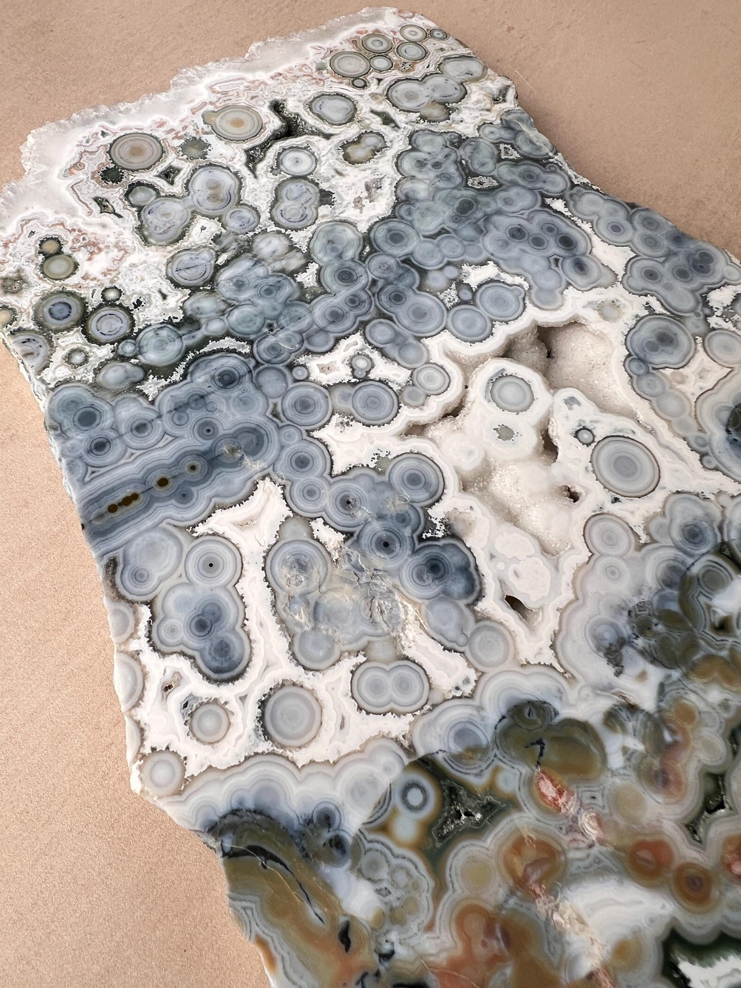 Ocean Jasper Vein 8 Large Blue Slab: XL Rare Collection High Grade Slab