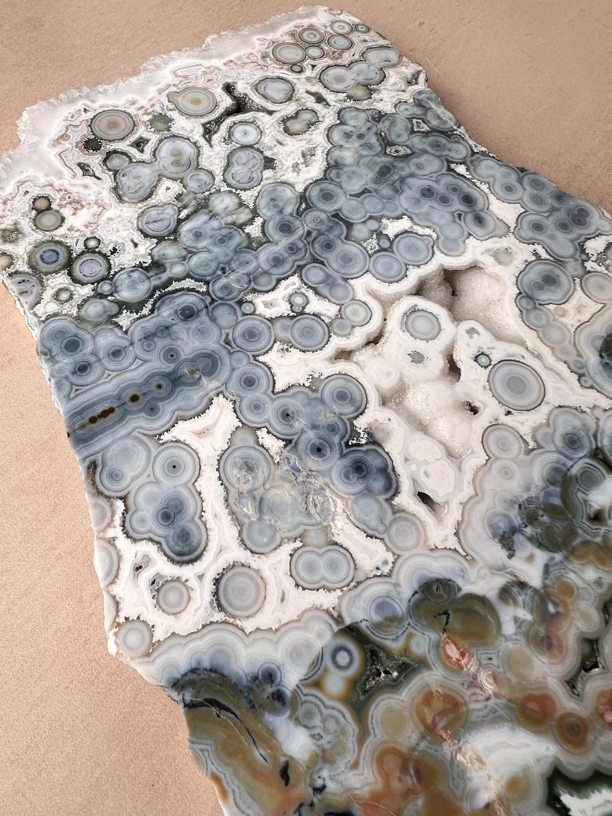 Ocean Jasper Vein 8 Large Blue Slab: XL Rare Collection High Grade Slab