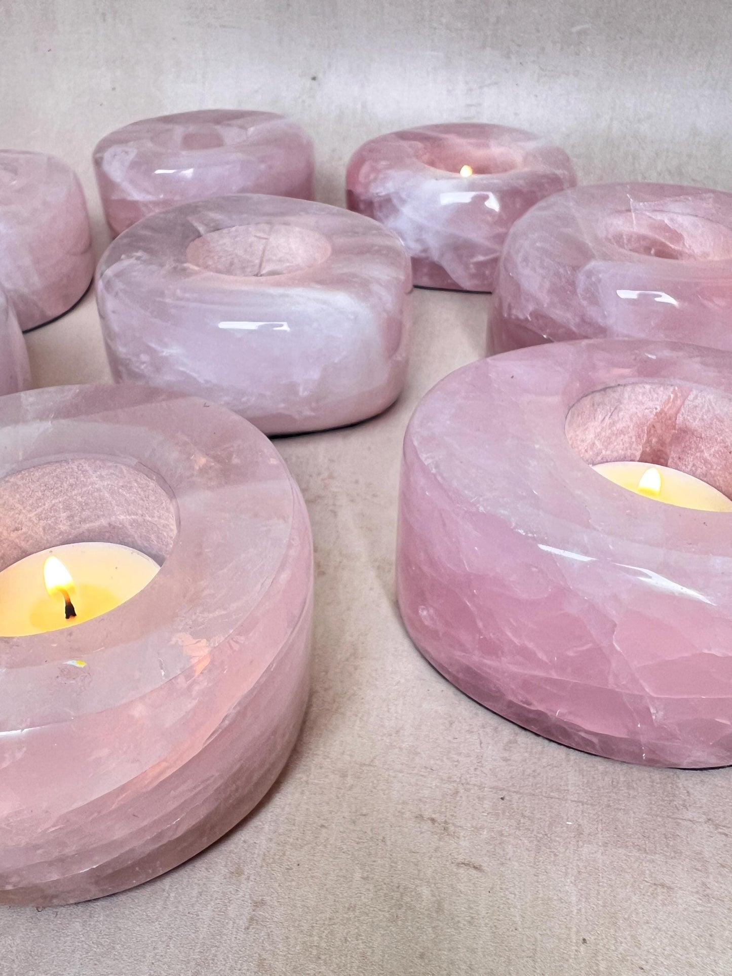 Rose Quartz Polished Tea Light Candle Holder