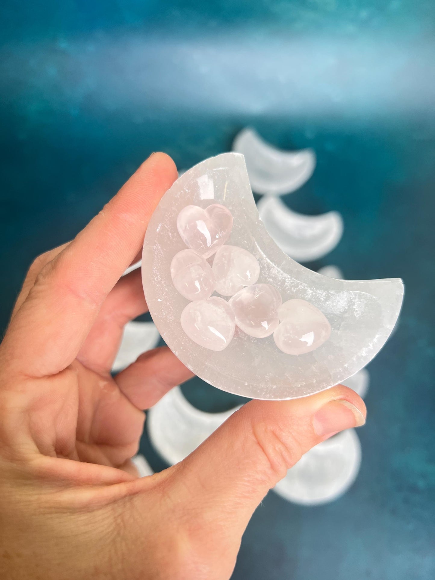 Selenite (Satin Spar) Polished Crystal Moon Dish