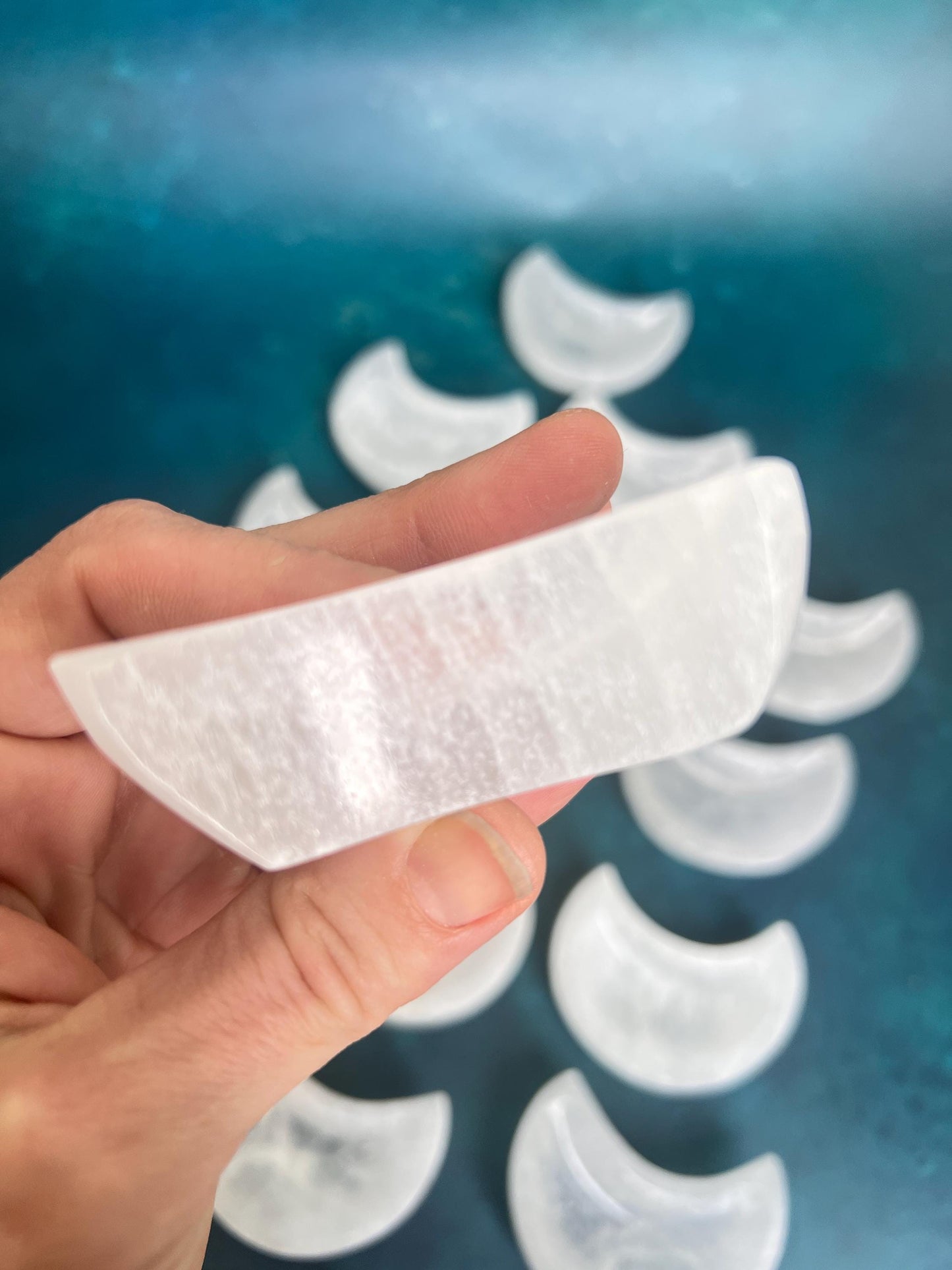 Selenite (Satin Spar) Polished Crystal Moon Dish