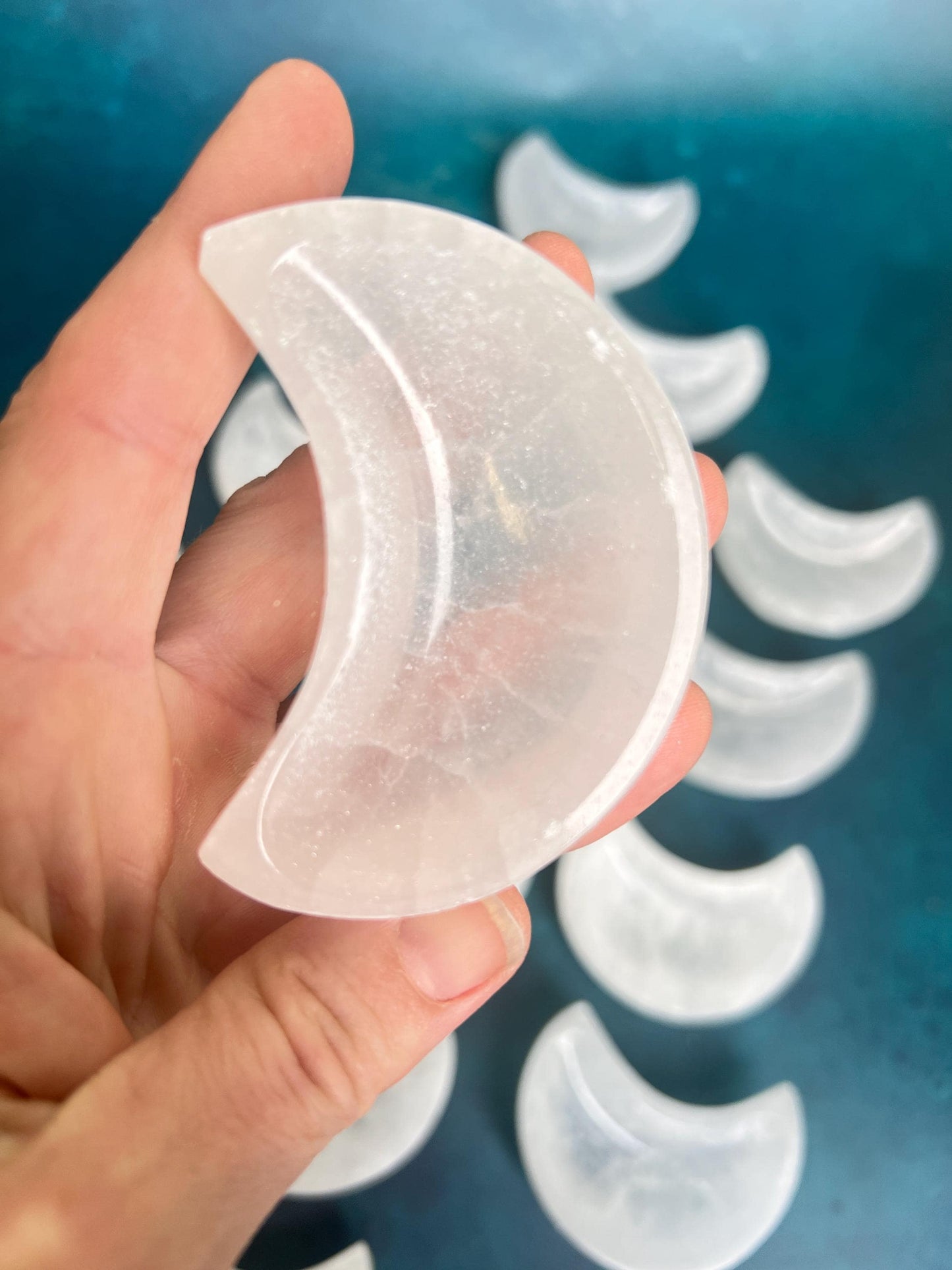 Selenite (Satin Spar) Polished Crystal Moon Dish
