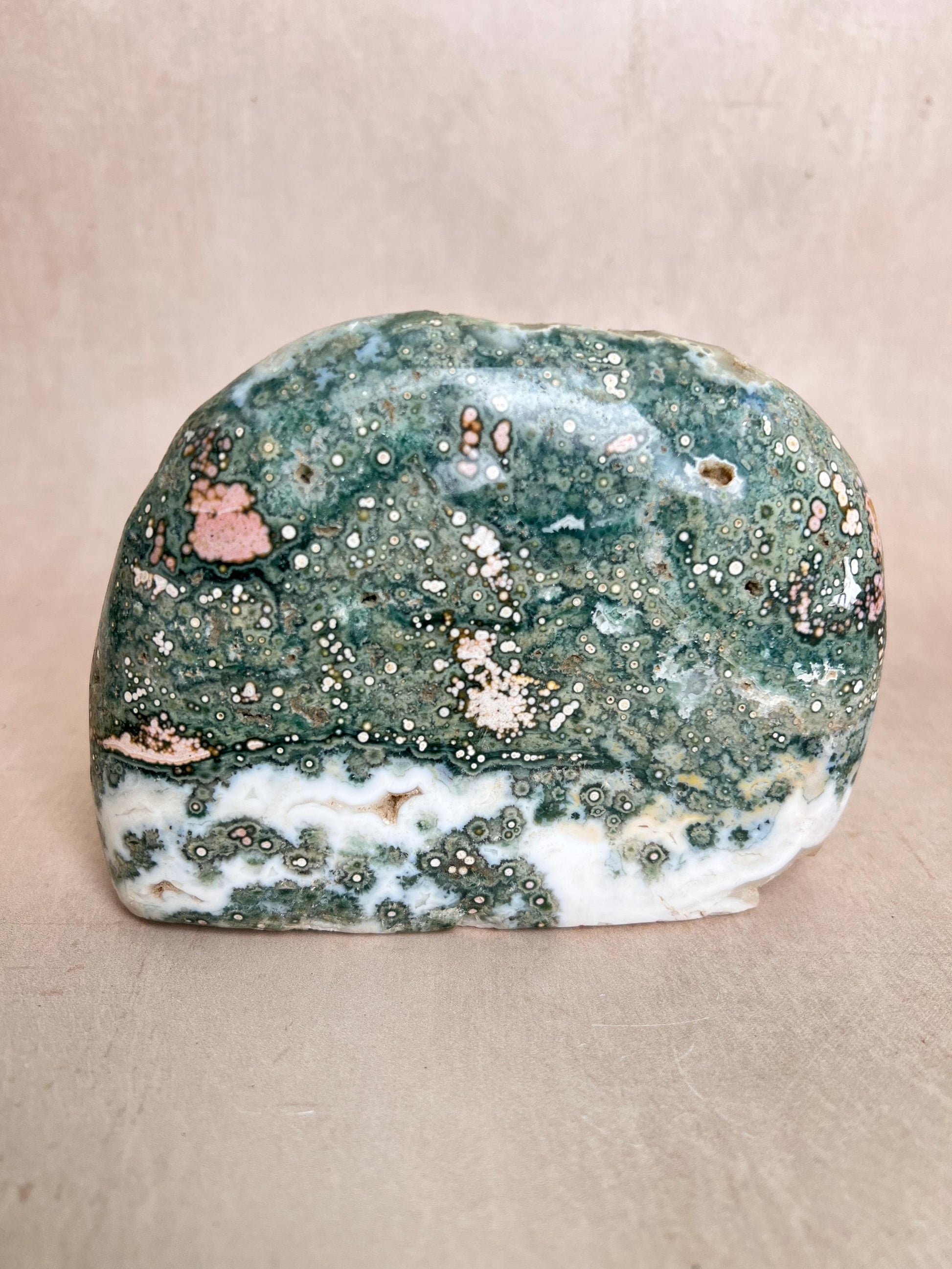 Ocean Jasper XL Half Polished Standing Free Form | Vein 1-2