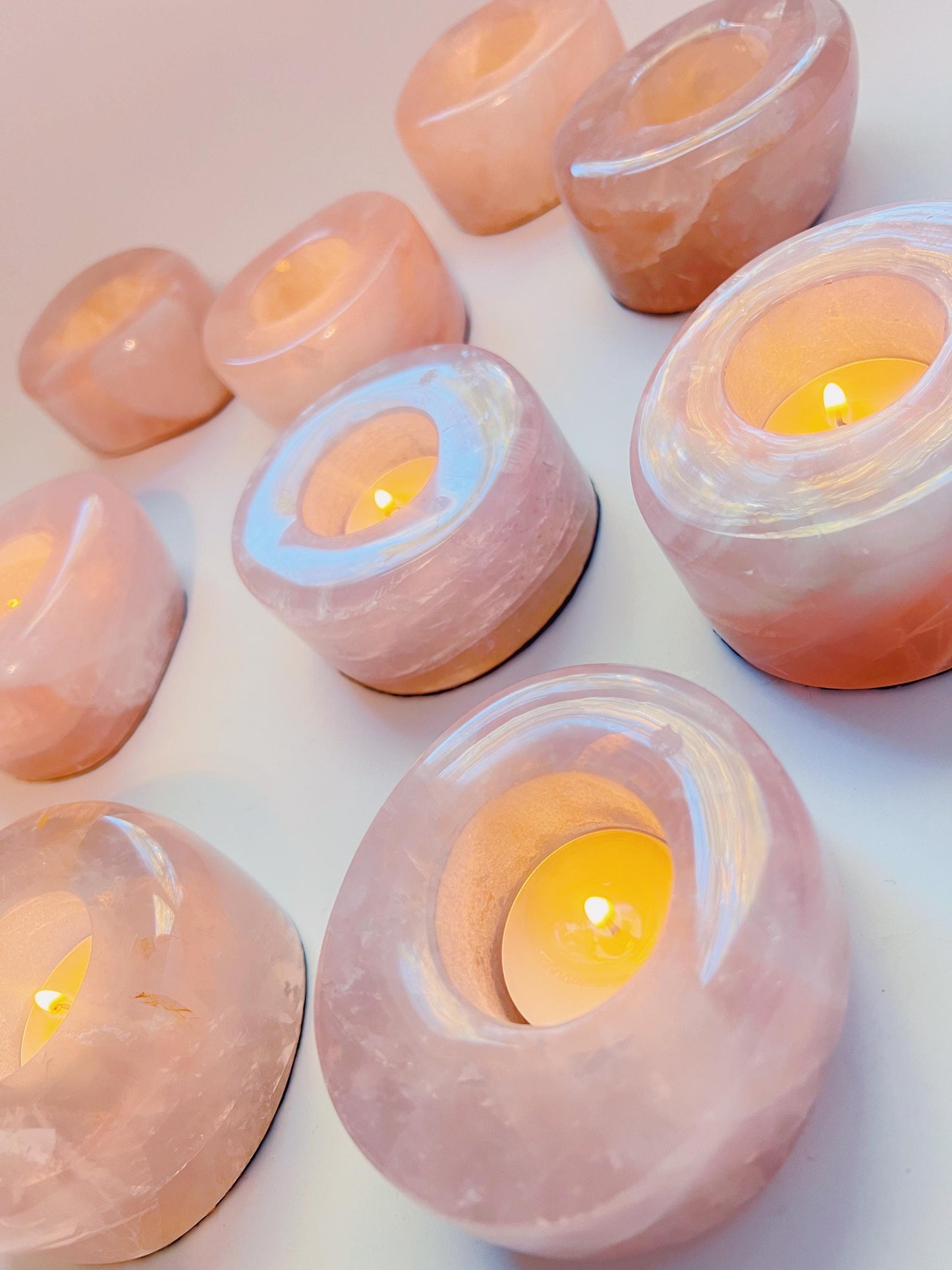 Rose Quartz Polished Tea Light Candle Holder