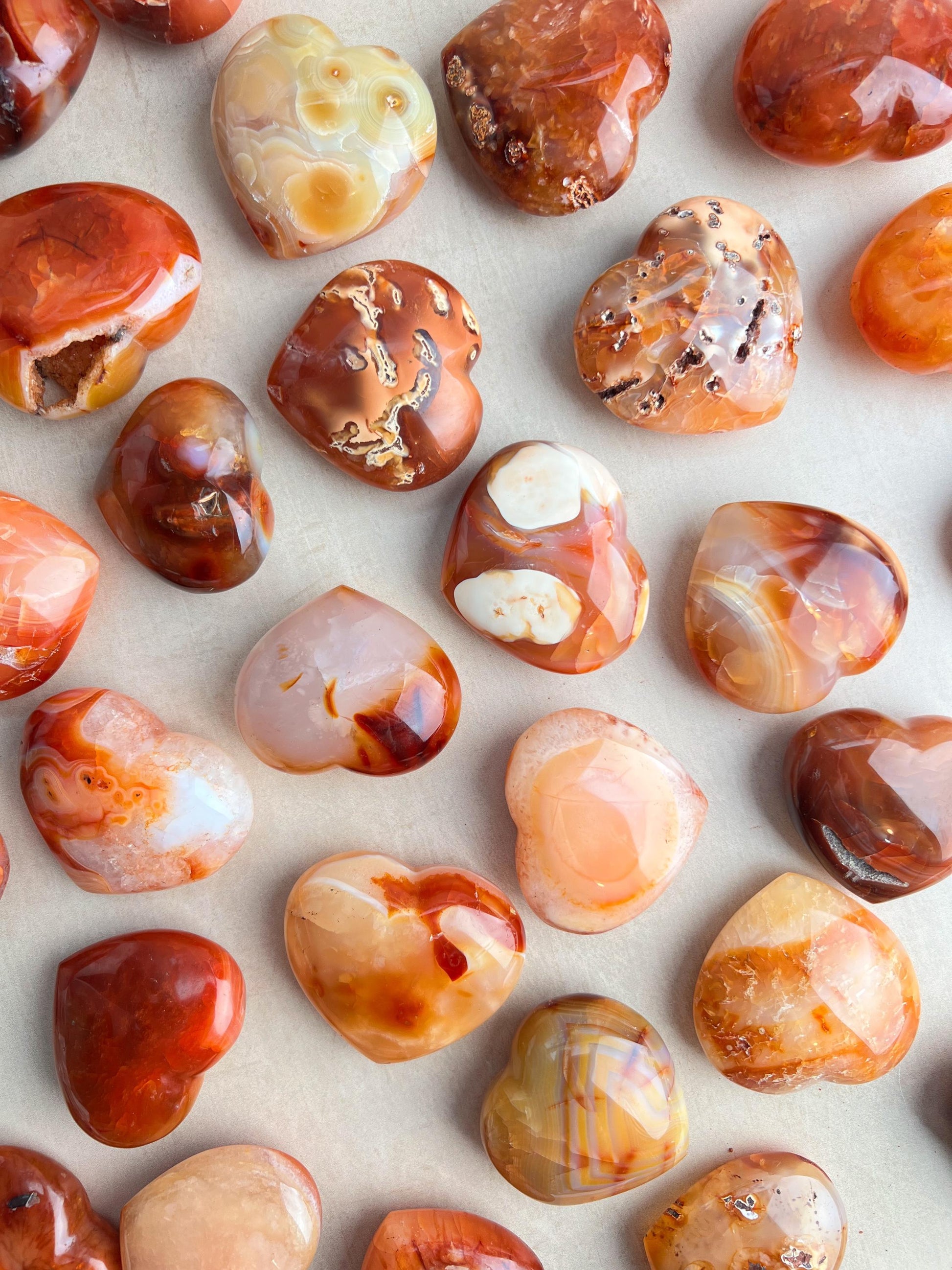 Carnelian Carved Crystal Heart: Madagascar Red Agate 2" Hearts